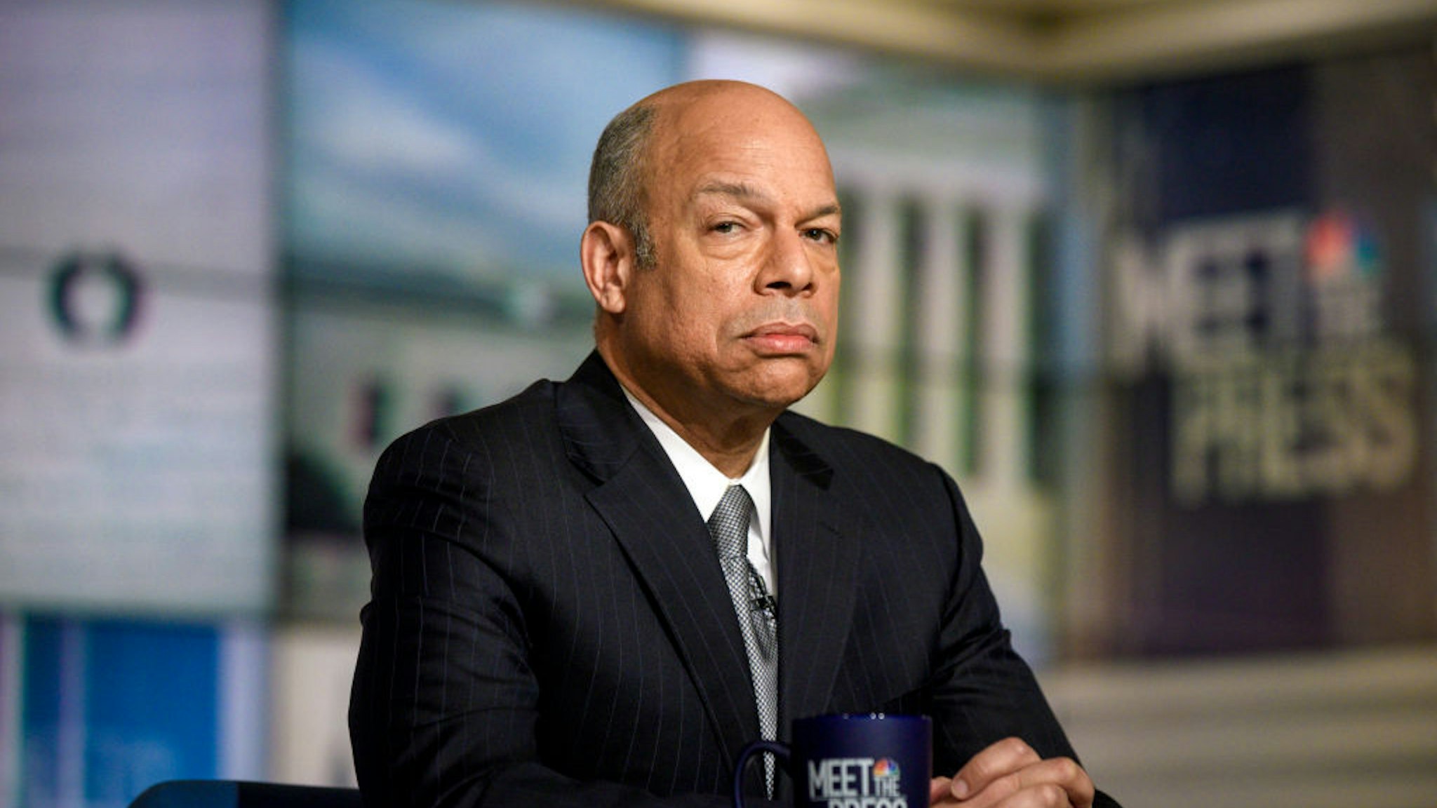 MEET THE PRESS -- Pictured: (l-r) ? Jeh Johnson, Former Secretary of Homeland Security, appears on "Meet the Press" in Washington, D.C., Sunday, Feb. 24, 2019.