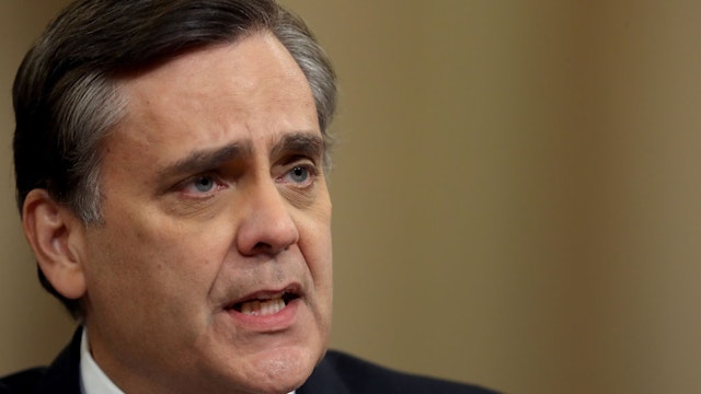 WASHINGTON, DC - DECEMBER 04: Constitutional scholar Jonathan Turley of George Washington University testifies before the House Judiciary Committee in the Longworth House Office Building on Capitol Hill December 4, 2019 in Washington, DC. This is the first hearing held by the House Judiciary Committee in the impeachment inquiry against U.S. President Donald Trump, whom House Democrats say held back military aid for Ukraine while demanding it investigate his political rivals. The Judiciary Committee will decide whether to draft official articles of impeachment against President Trump to be voted on by the full House of Representatives. (Photo by Chip Somodevilla/Getty Images)