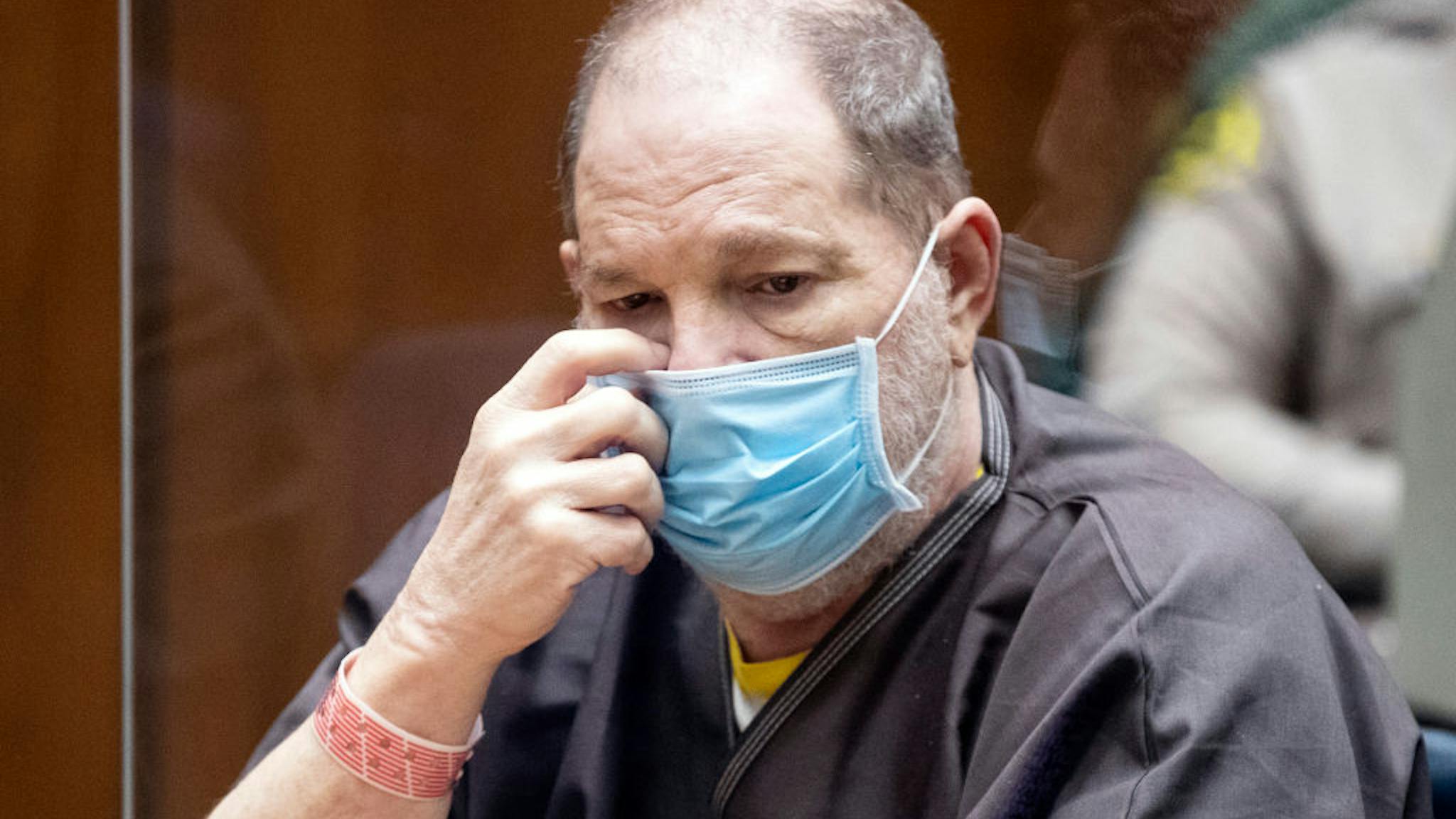 Harvey Weinstein Los Angeles Court Appearance LOS ANGELES, CA - JULY 29: Former film producer Harvey Weinstein listens in court during a pre-trial hearing for Weinstein, who was extradited from New York to Los Angeles to face sex-related charges at Clara Shortridge Foltz Criminal Justice Center on July 29, 2021 in Los Angeles, California. Weinstein is being arraigned on multiple rape charges stemming from incidents from 2004-2013 involving five women. (Photo by Etienne Laurent-Pool/Getty Images)