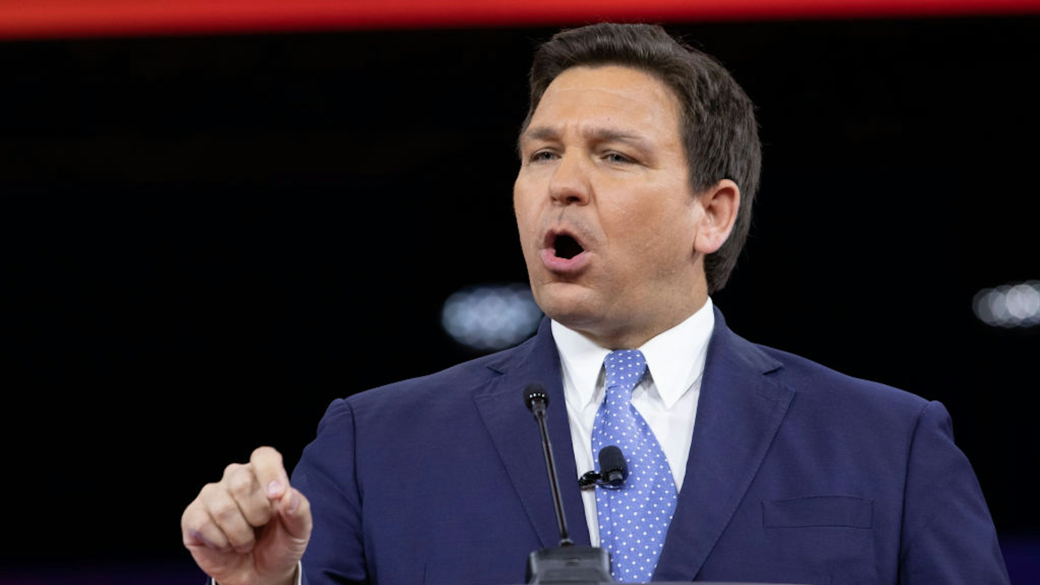 Ron DeSantis, governor of Florida, speaks during the Conservative Political Action Conference (CPAC) in Orlando, Florida, U.S., on Thursday, Feb. 24, 2022. Launched in 1974, the Conservative Political Action Conference is the largest gathering of conservatives in the world. Photographer: Tristan Wheelock/Bloomberg via Getty Images