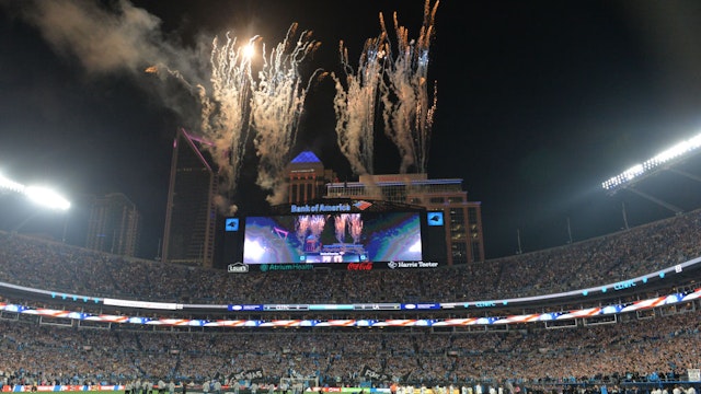 CHARLOTTE, USA - MARCH 5: Charlotte Football Club holds its inaugural match with record breaking attendance of over 74 thousand fans at the Bank of America Stadium with fireworks against the LA Galaxy as the match ended 1:0 for LA Galaxy in Charlotte, NC, United States on March 5, 2022 (Photo by Peter Zay/Anadolu Agency via Getty Images)