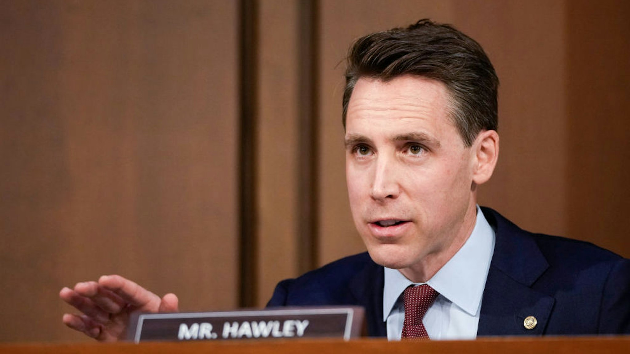 Sen. Josh Hawley (R-MO) delivers remarks during the Senate Judiciary Committee confirmation hearing for U.S. Supreme Court nominee Judge Ketanji Brown Jackson in the Hart Senate Office Building on Capitol Hill March 21, 2022 in Washington, DC.