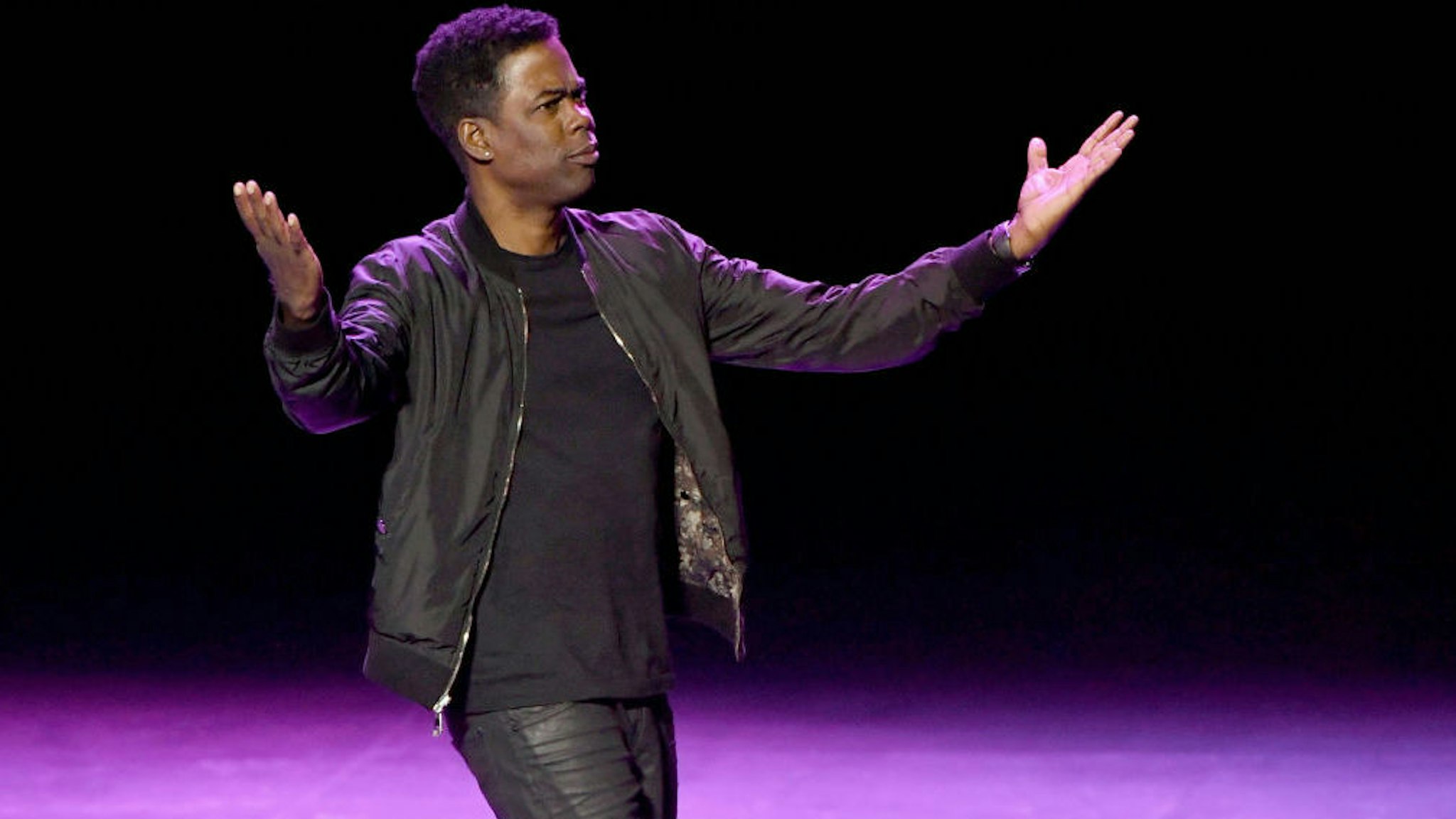 Comedian/actor Chris Rock performs his stand-up comedy routine during a stop of his Total Blackout tour at Park Theater at Monte Carlo Resort and Casino on June 10, 2017 in Las Vegas, Nevada.