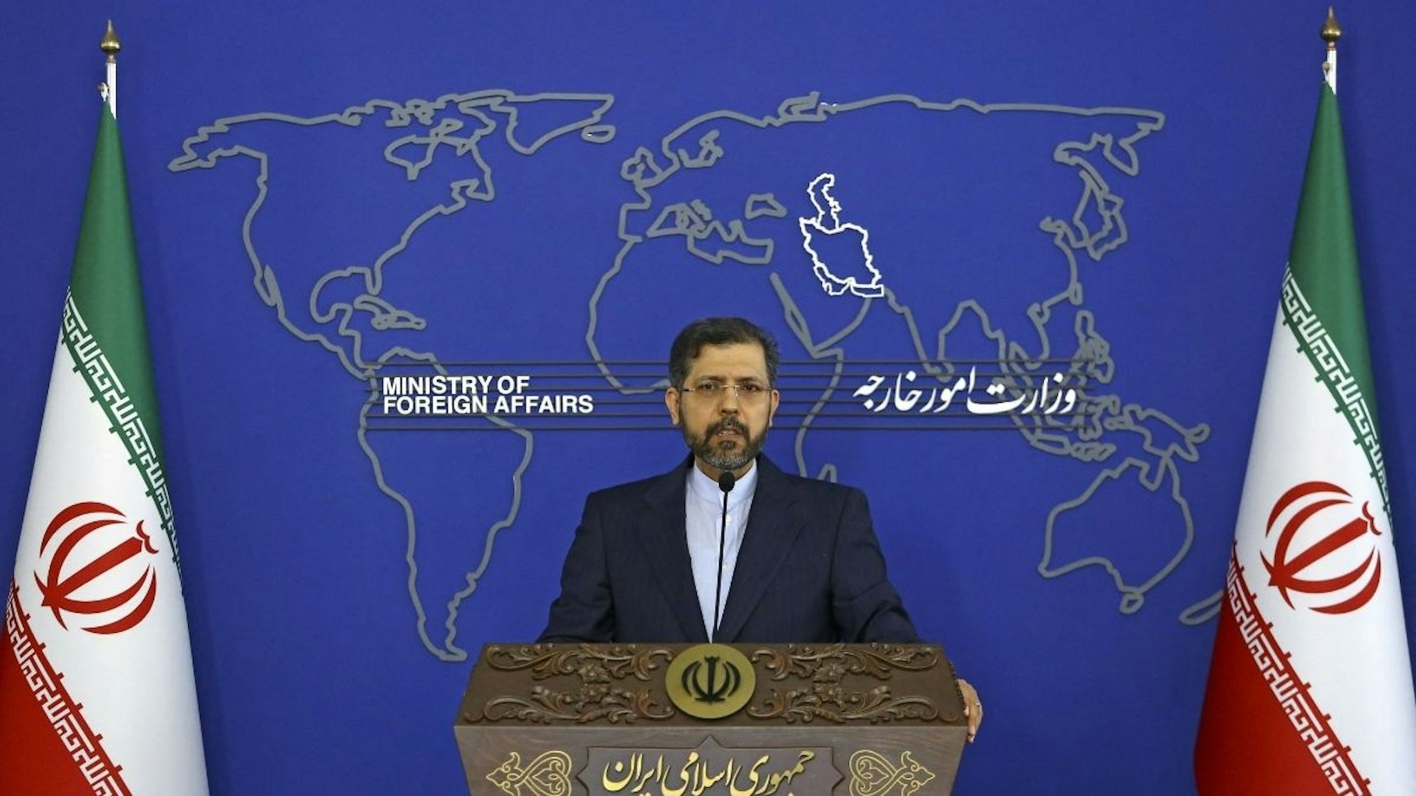 Iran's foreign ministry spokesman Saeed Khatibzadeh addresses a press conference in Tehran, on March 14, 2022.