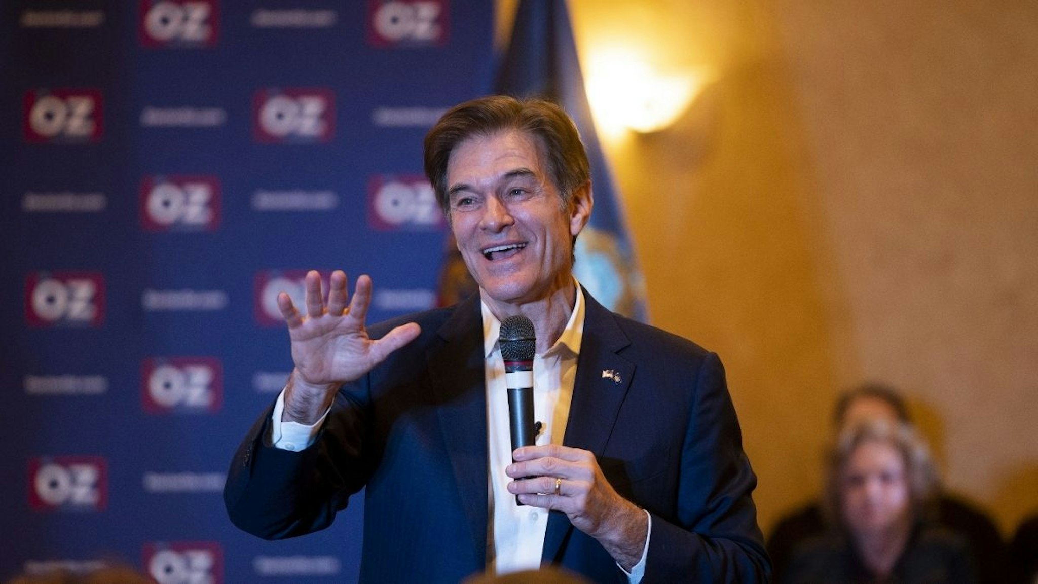 Mehmet Oz, celebrity physician and U.S. Republican Senate candidate for Pennsylvania, speaks during a campaign event at a restaurant in Greensburg, Pennsylvania, U.S., on Wednesday, Jan. 26, 2022.
