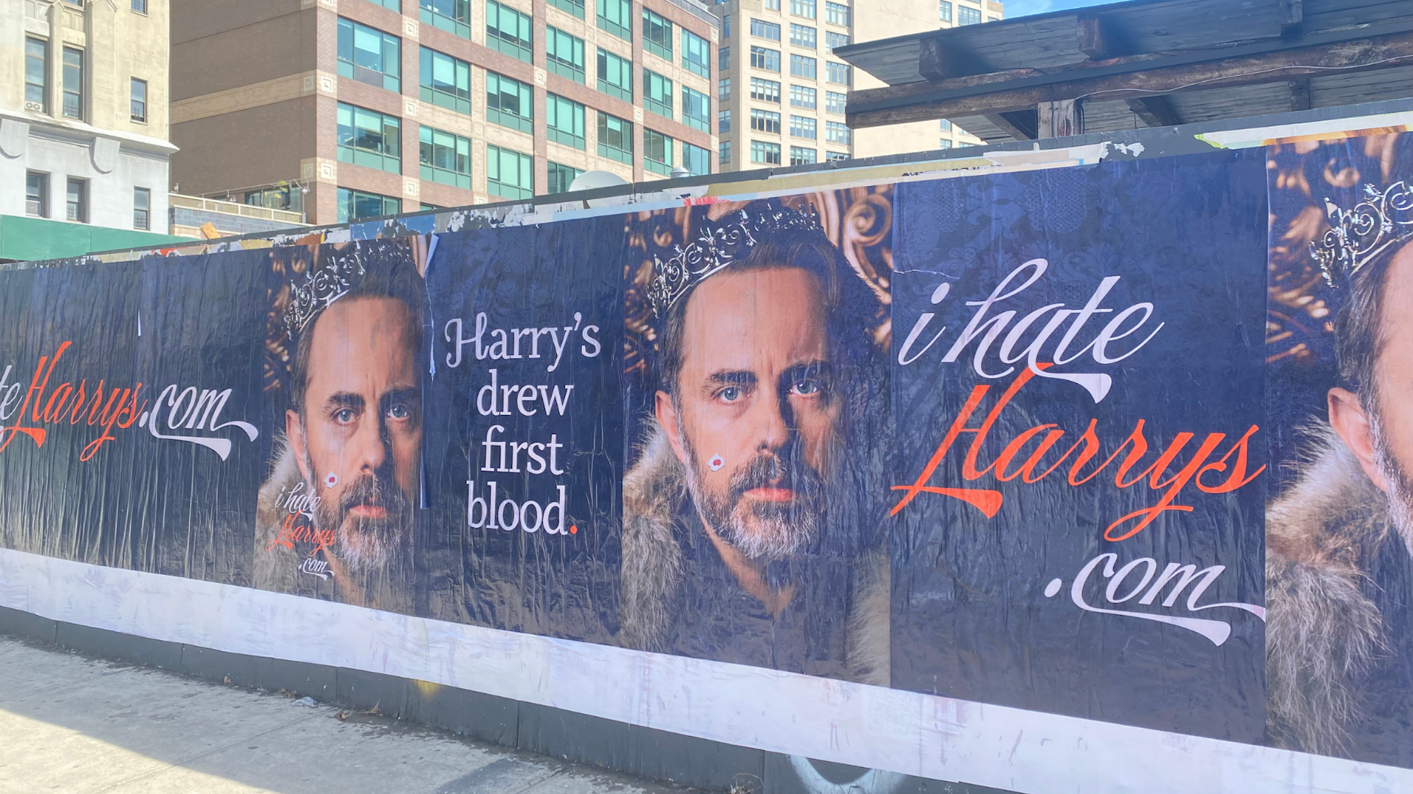 Jeremy's Razors ads in front of Harry's HQ.