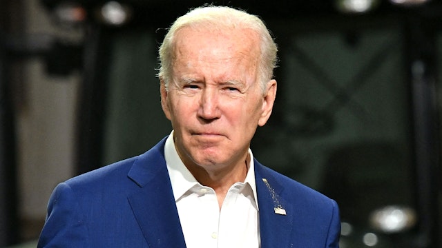 US President Joe Biden announces steps to ease rising consumer prices at POET Bioprocessing in Menlo, Iowa on April 12, 2022. - The Russian invasion of Ukraine and the resulting increase in gas prices is responsible for most of the record increase in US inflation last month, President Joe Biden said Tuesday.