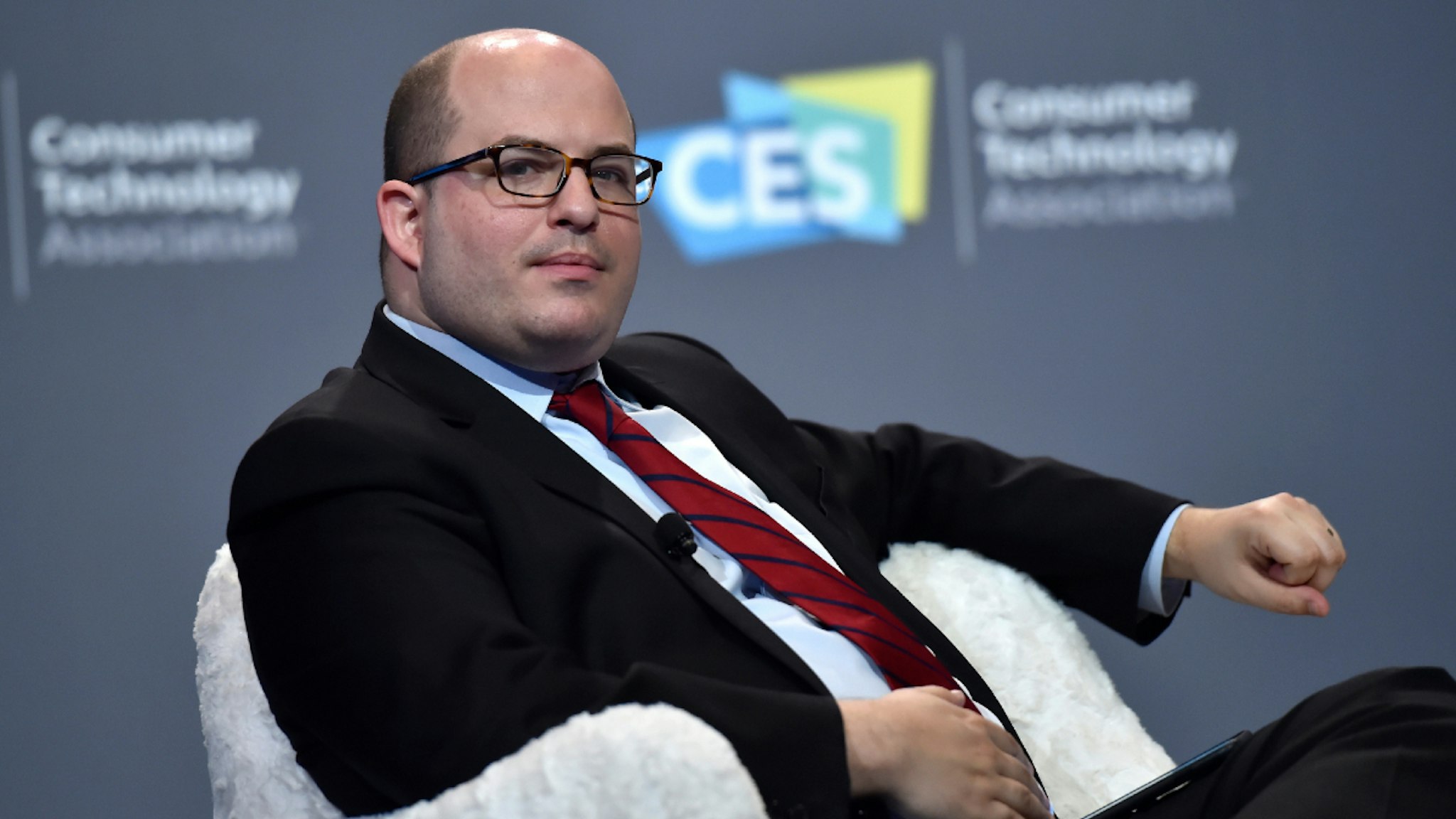 LAS VEGAS, NEVADA - JANUARY 09: CNN anchor and correspondent Brian Stelter speaks during a press event at CES 2019 at the Aria Resort & Casino on January 9, 2019 in Las Vegas, Nevada. CES, the world's largest annual consumer technology trade show, runs through January 11 and features about 4,500 exhibitors showing off their latest products and services to more than 180,000 attendees.