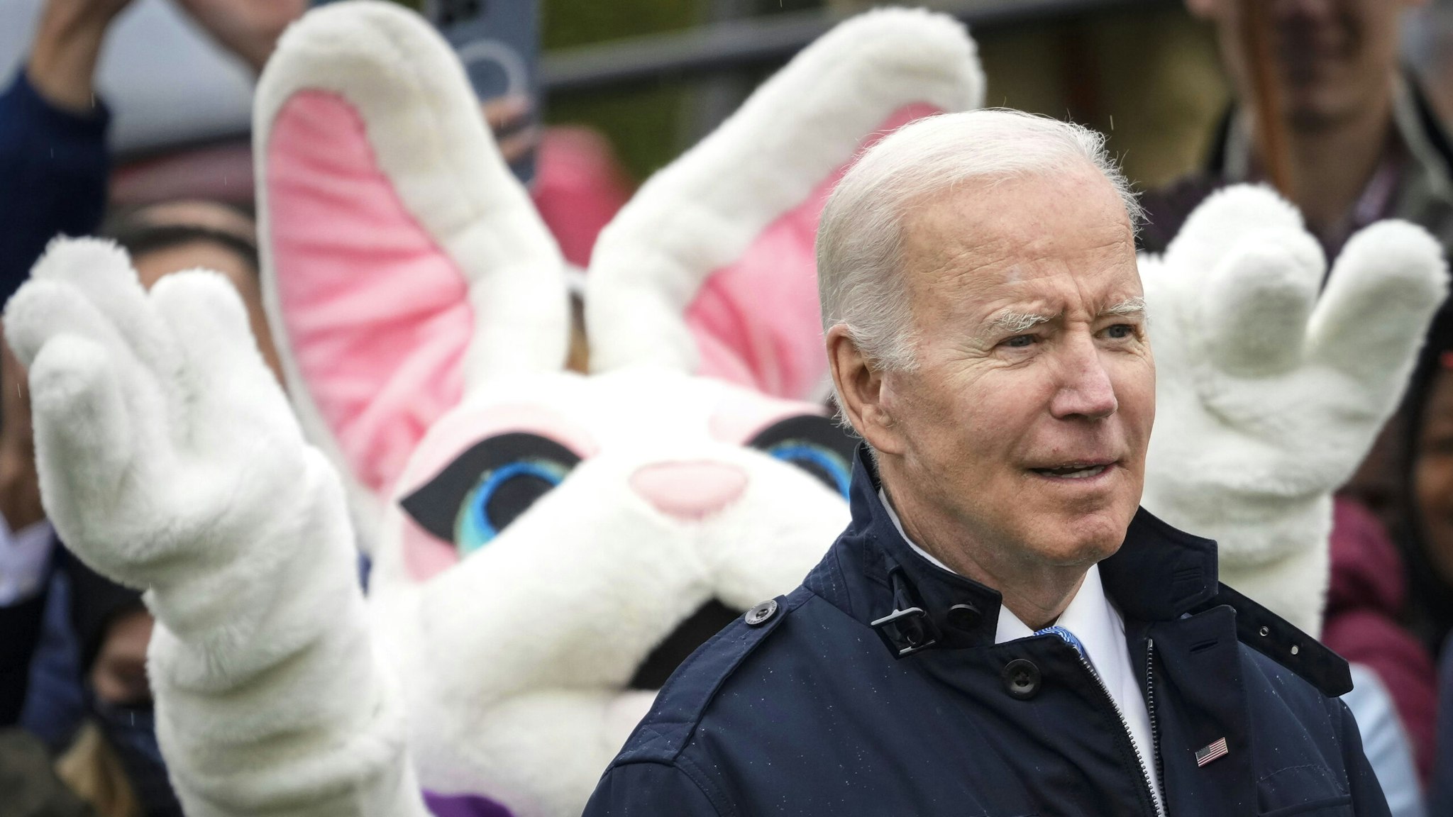 WASHINGTON, DC - APRIL 18: U.S. President Joe Biden attends the Easter Egg Roll on the South Lawn of the White House on April 18, 2022 in Washington, DC. The Easter Egg Roll tradition returns this year after being cancelled in 2020 and 2021 due to the COVID-19 pandemic.
