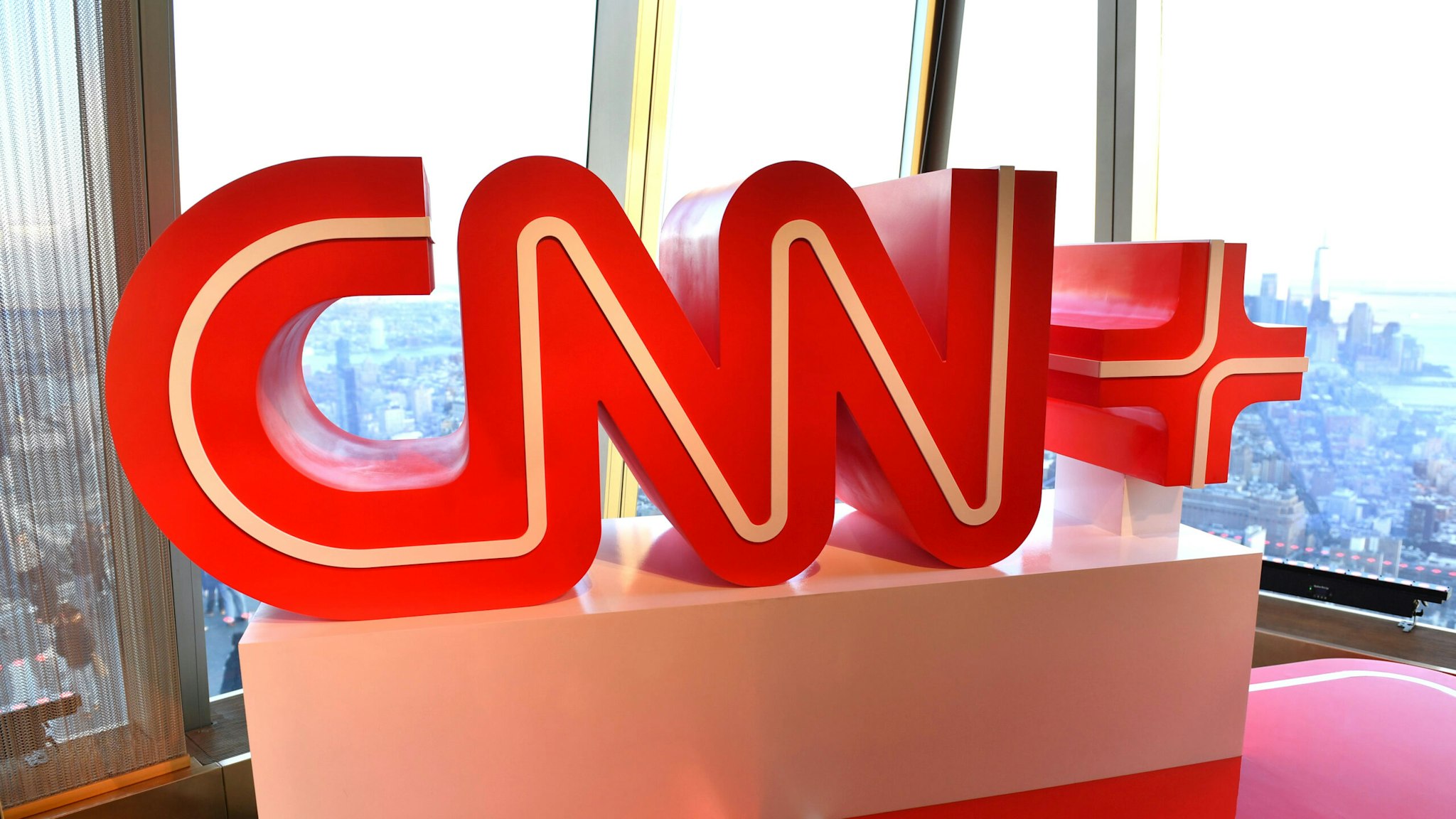 NEW YORK, NEW YORK - MARCH 28: A view of signage on display during the CNN+ Launch Event at PEAK NYC Hudson Yards on March 28, 2022 in New York City.