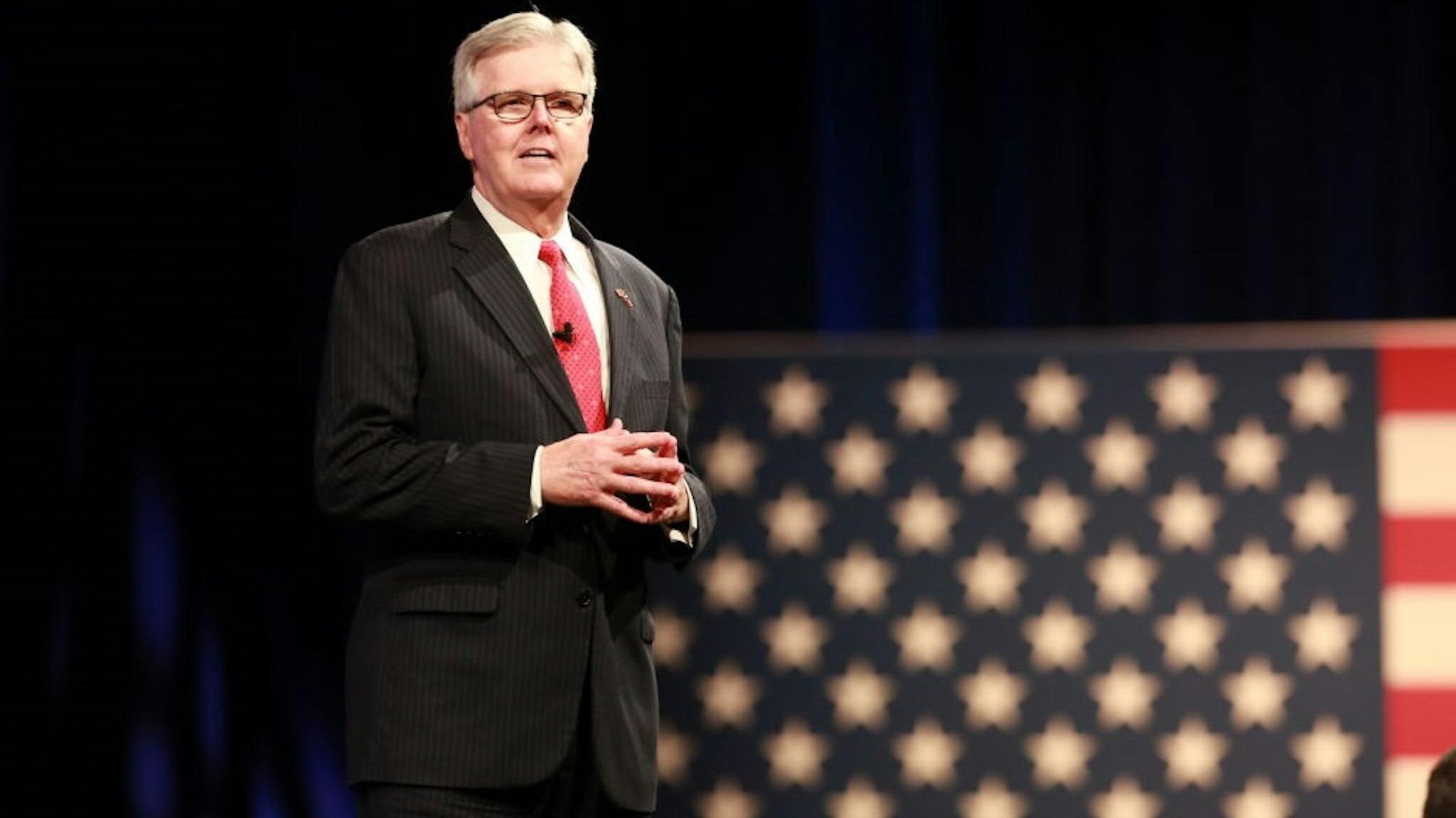 Dan Patrick, Texas' Lieutenant Governor, speaks during the Conservative Political Action Conference (CPAC) in Dallas, Texas, U.S., on Friday, July 9, 2021.