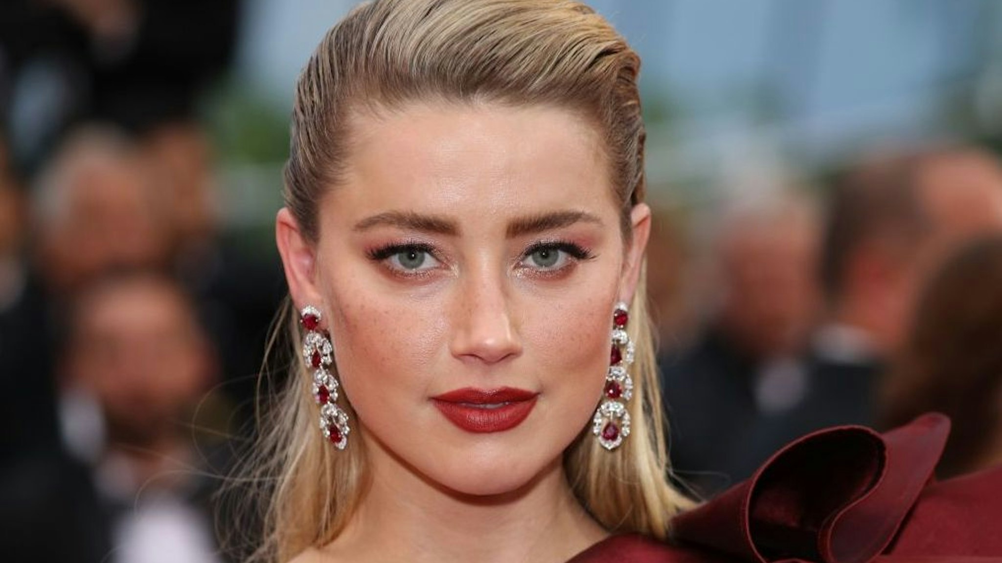 US actress Amber Heard arrives for the screening of the film "Dolor Y Gloria (Pain and Glory)" at the 72nd edition of the Cannes Film Festival in Cannes, southern France, on May 17, 2019.