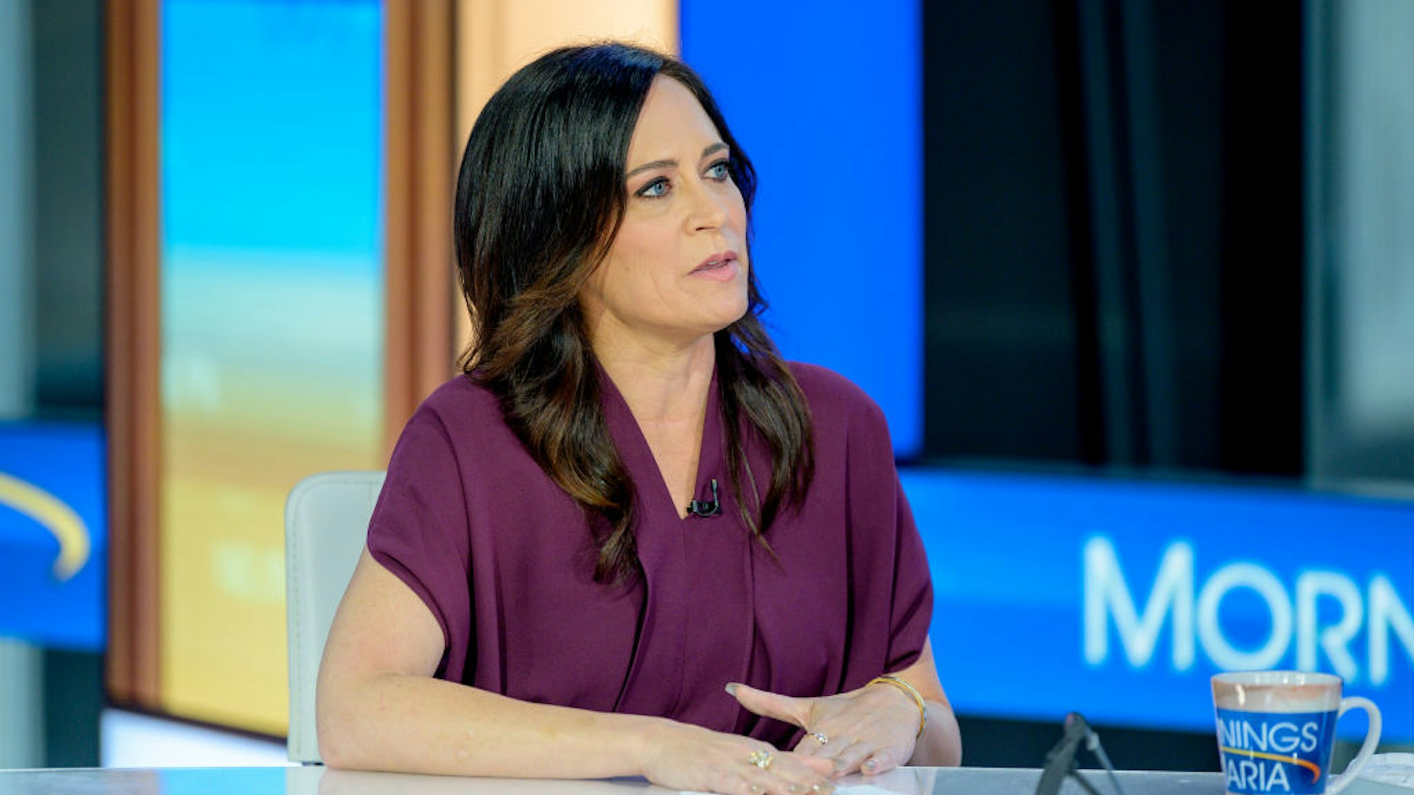 NEW YORK, NEW YORK - SEPTEMBER 23: White House Press Secretary Stephanie Grisham visits "Mornings With Maria" with Anchor Maria Bartiromo at Fox Business Network Studios on September 23, 2019 in New York City.