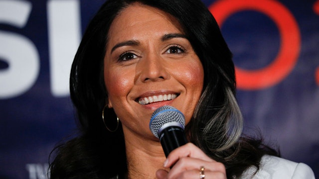 DETROIT, MI - MARCH 03: Democratic presidential candidate U.S. Representative Tulsi Gabbard (D-HI) holds a Town Hall meeting on Super Tuesday Primary night on March 3, 2020 in Detroit, Michigan. Gabbard, the first Samoan American and first Hindu elected to Congress, is one of two women left in the Democratic Primary, the other being Senator Elizabeth Warren. (Photo by Bill Pugliano/Getty Images)