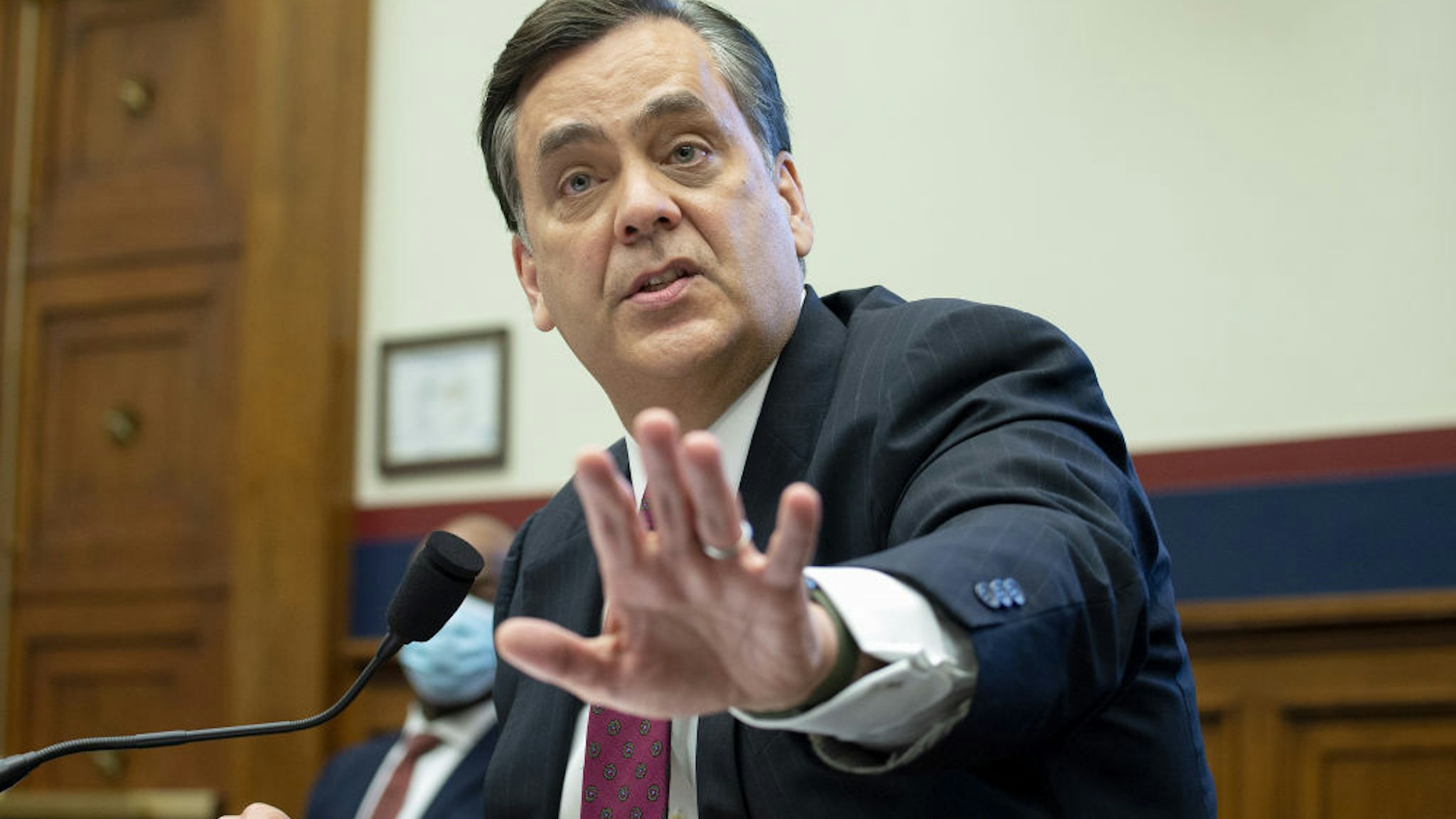Jonathan Turley, law professor at George Washington University Law School, speaks during a House Natural Resources Committee hearing in Washington, D.C., U.S., on Monday, June 29, 2020. The hearing is titled "U.S. Park Police Attack on Peaceful Protesters at Lafayette Square Park." Photographer: Bonnie Cash/The Hill/Bloomberg via Getty Images