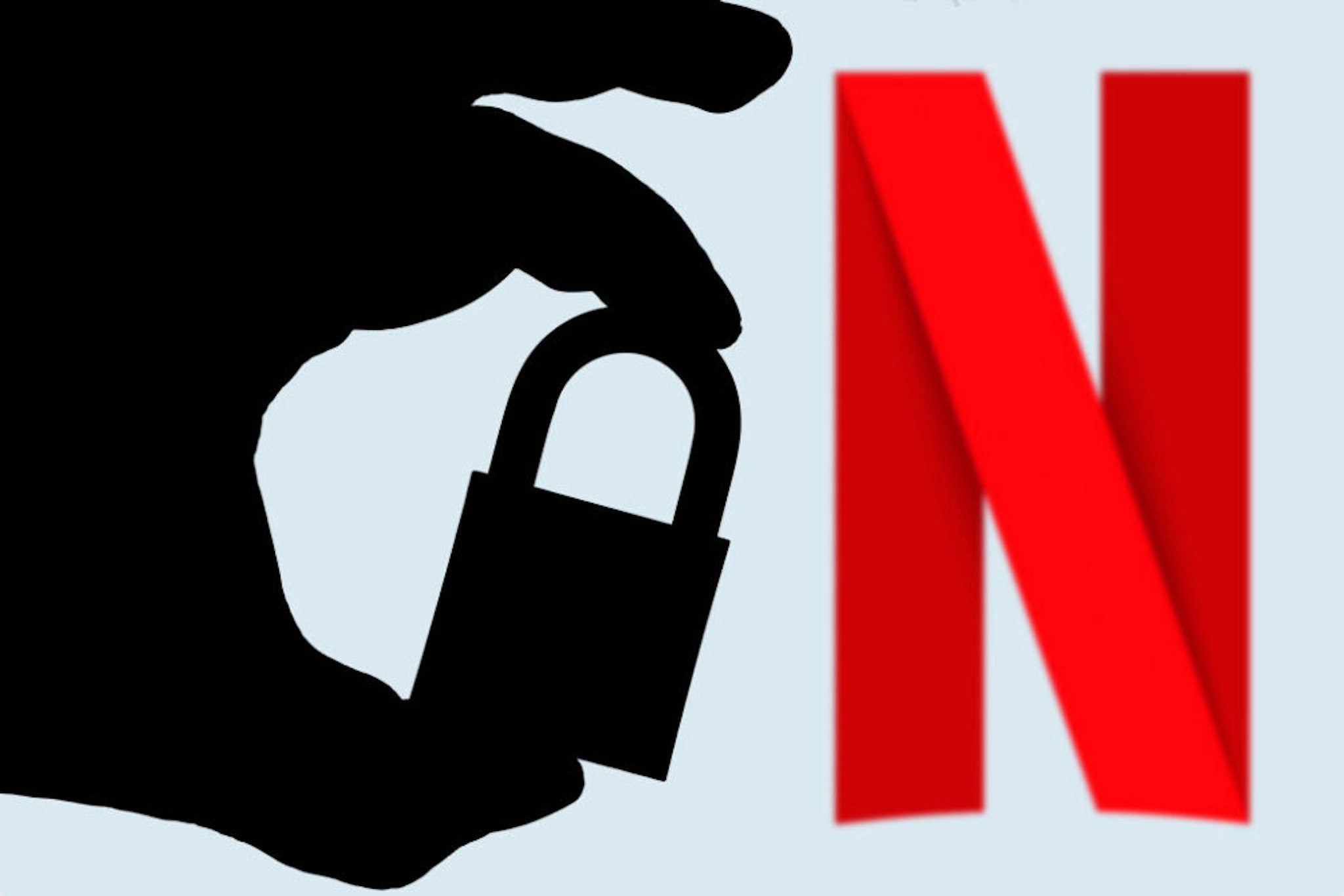 BRAZIL - 2021/05/03: In this photo illustration a hand seen holding a padlock and in the background the logo of Netflix on the computer screen. Online data protection - breach concept. Internet privacy issues.