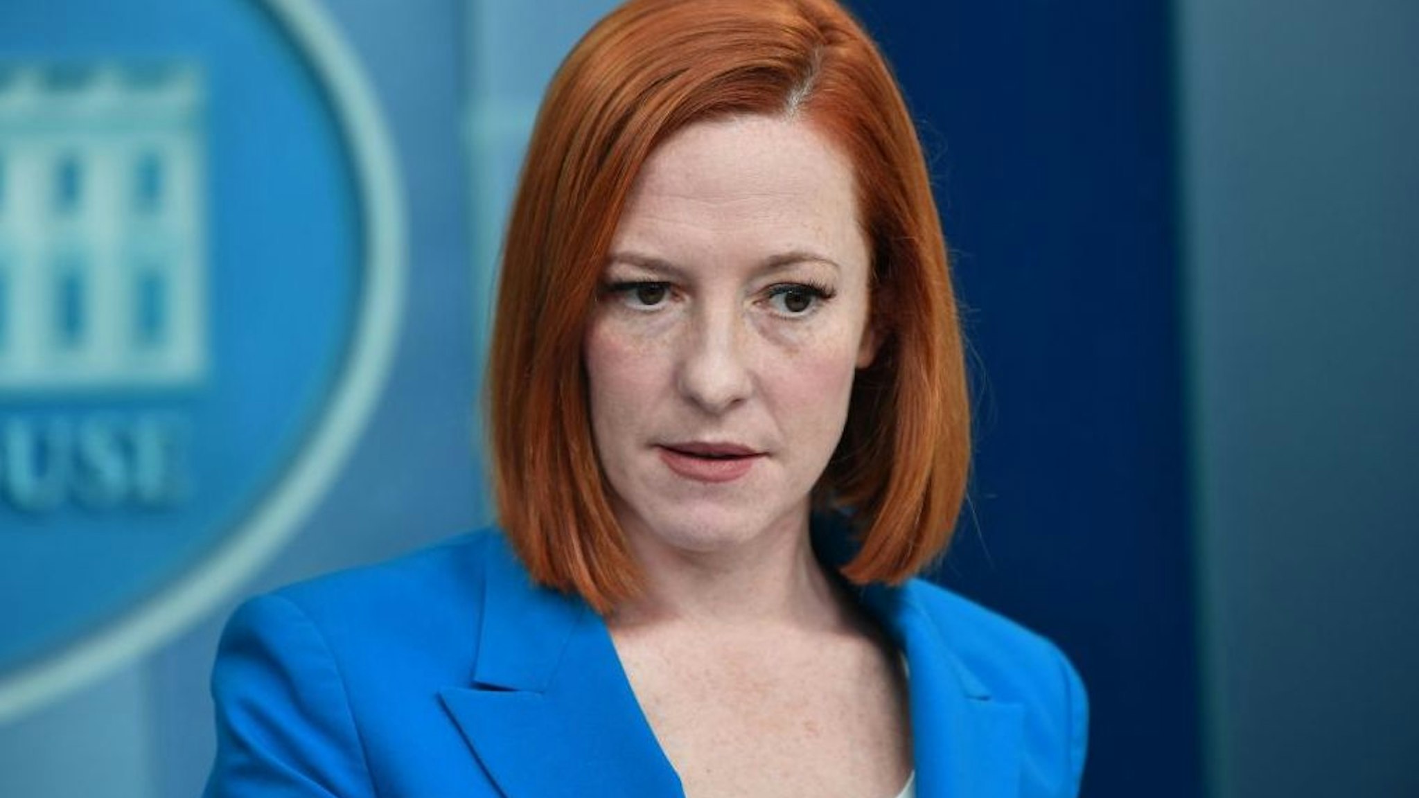 White House press secretary Jen Psaki speaks during a briefing in the James S. Brady Press Briefing Room of the White House in Washington, DC, on March 21, 2022.