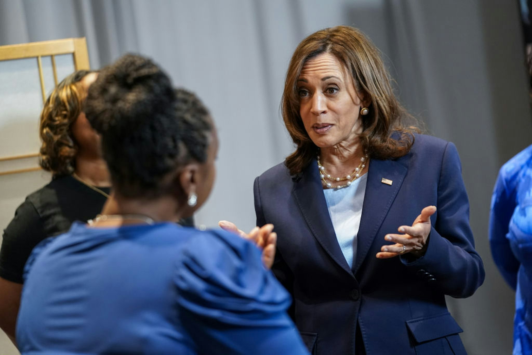 SAN FRANCISCO, CA - APRIL 21: Vice President Kamala Harris tours a facility at the University of California San Francisco Mission Bay for an event on Black Maternal Health on April 21, 2022 in San Francisco, CA.