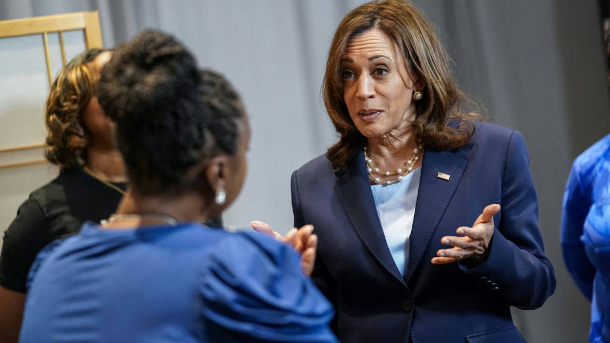 SAN FRANCISCO, CA - APRIL 21: Vice President Kamala Harris tours a facility at the University of California San Francisco Mission Bay for an event on Black Maternal Health on April 21, 2022 in San Francisco, CA.