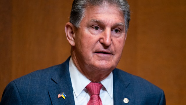 WASHINGTON, DC - APRIL 26: Sen. Joe Manchin (D-WV) before a Senate Appropriations Subcommittee on Commerce, Justice, Science, and Related Agencies hearing to discuss the fiscal year 2023 budget of the Department of Justice at the Capitol on April 26, 2022 in Washington, DC. (Photo by Greg Nash - Pool/Getty Images)