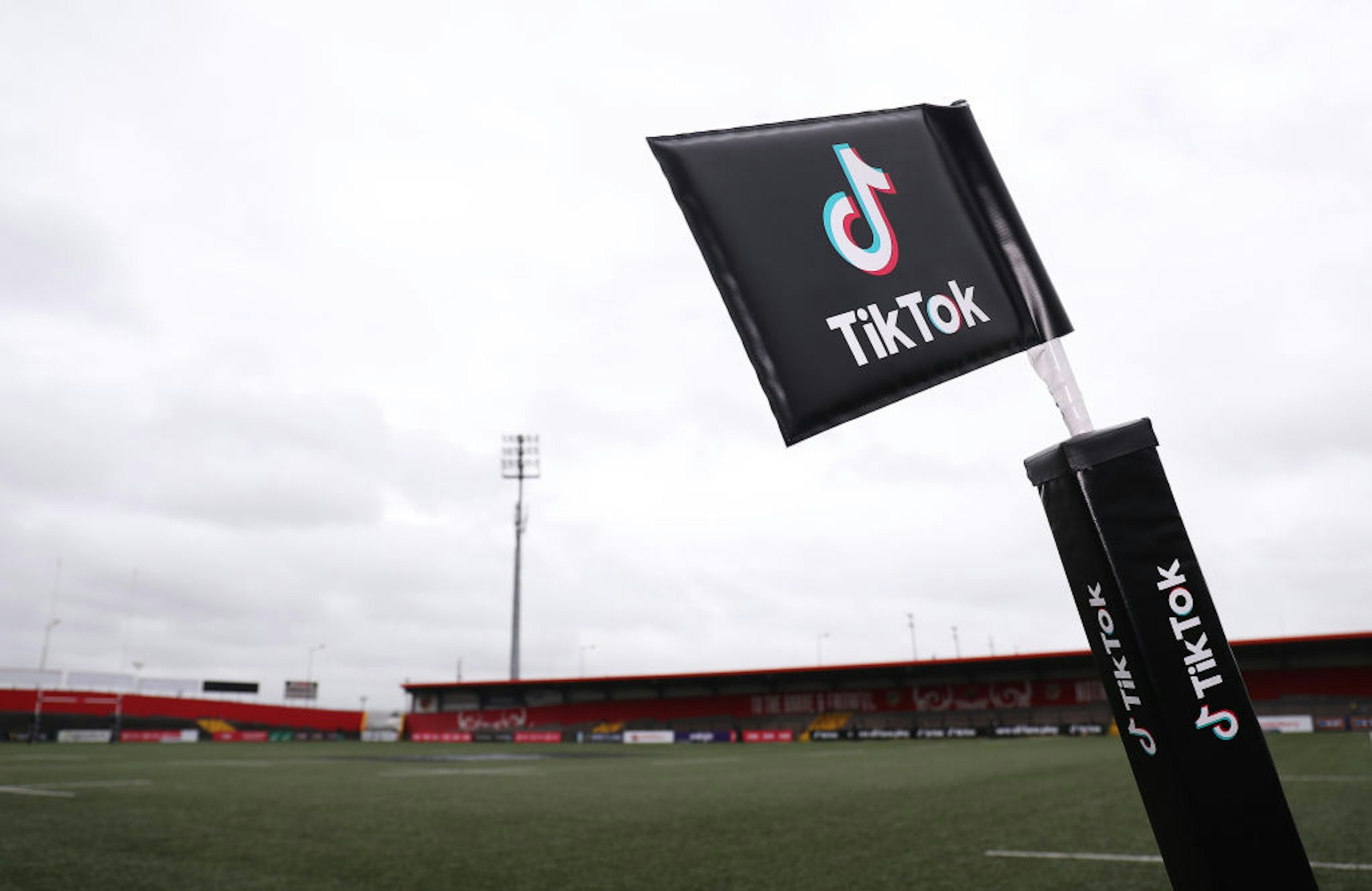 CORK, IRELAND - APRIL 10: A detailed view of a TikTok flag is seen prior to the Women's Six Nations Rugby match between Ireland and Italy at Musgrave Park on April 10, 2022 in Cork, Ireland. (Photo by Federugby/Getty Images)
