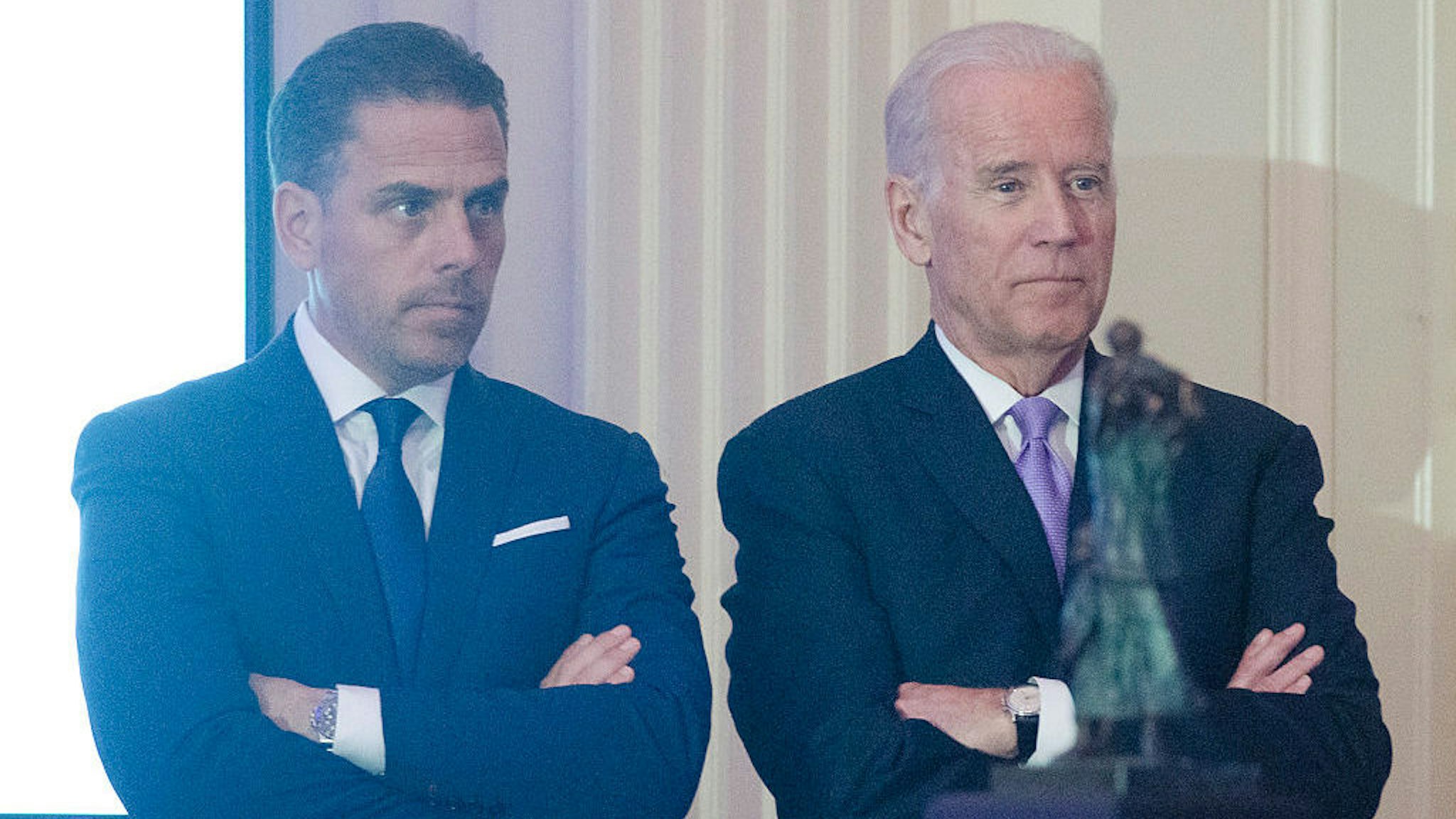 WASHINGTON, DC - APRIL 12: WFP USA Board Chair Hunter Biden introduces his father Vice President Joe Biden during the World Food Program USA's 2016 McGovern-Dole Leadership Award Ceremony at the Organization of American States on April 12, 2016 in Washington, DC. (Kris Connor/WireImage)