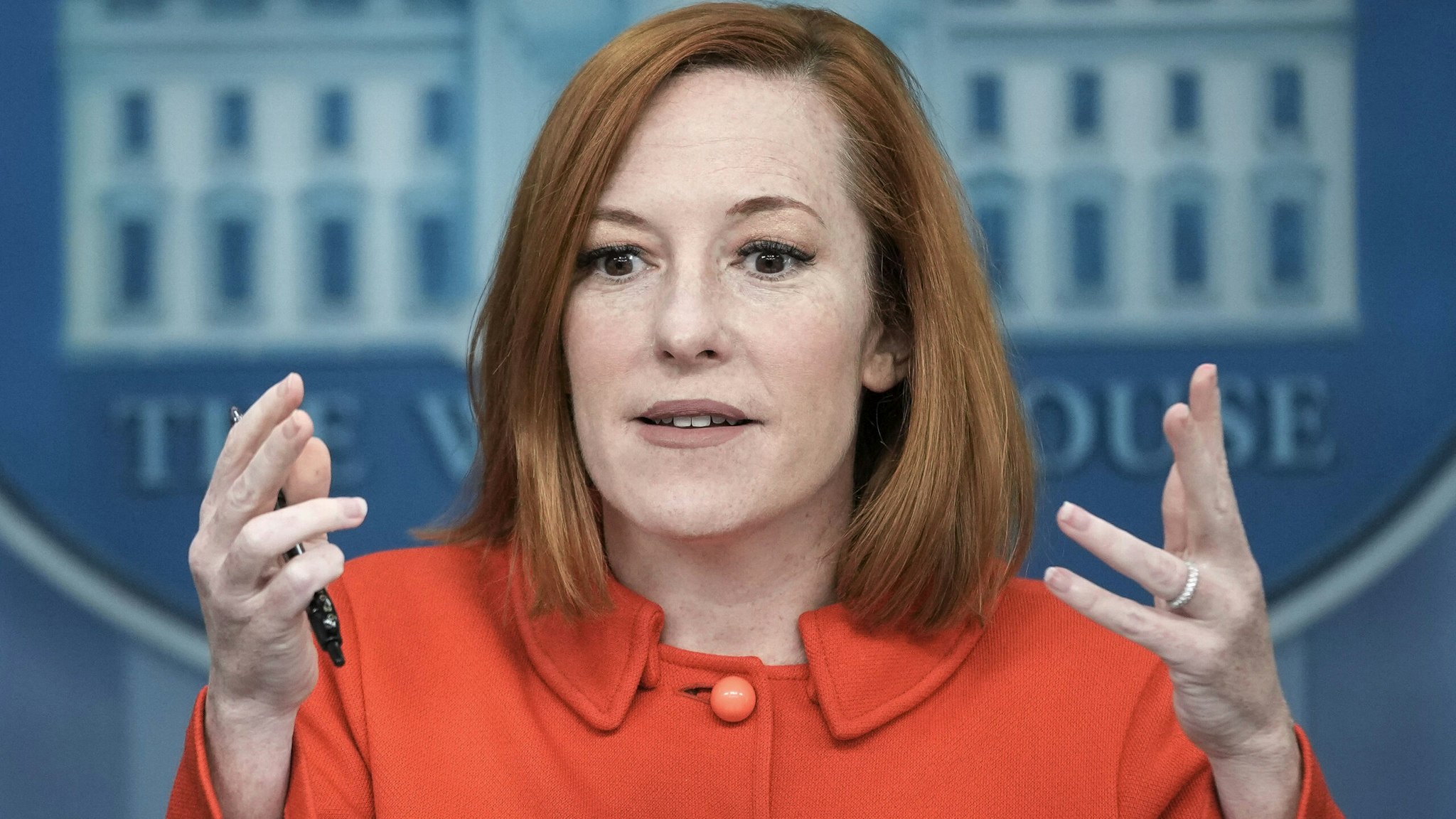 WASHINGTON, DC - APRIL 11: White House Press Secretary Jen Psaki speaks during the daily press briefing at the White House April 11, 2022 in Washington, DC. Psaki spoke about President Bidens meeting with Prime Minister of India Narendra Modi and Bidens afternoon event about gun violence.
