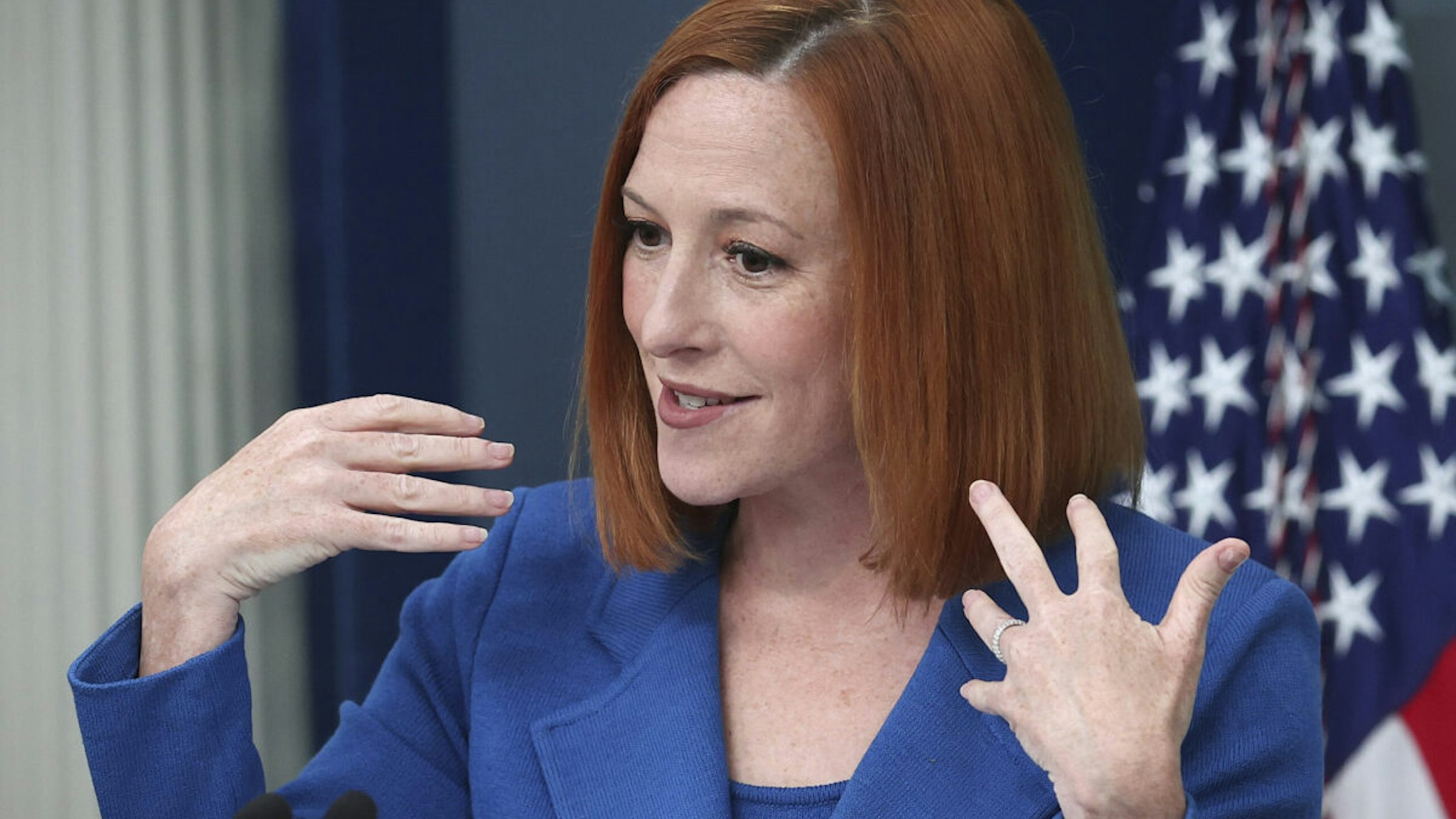 White House press secretary Jen Psaki answers questions during the daily briefing April 20, 2022 in Washington, DC