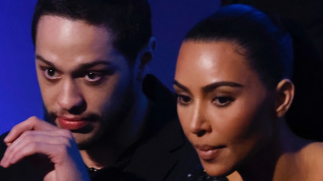 Pete Davidson and Kim Kardashian attend the 23rd Annual Mark Twain Prize For American Humor at The Kennedy Center on April 24, 2022 in Washington, DC.