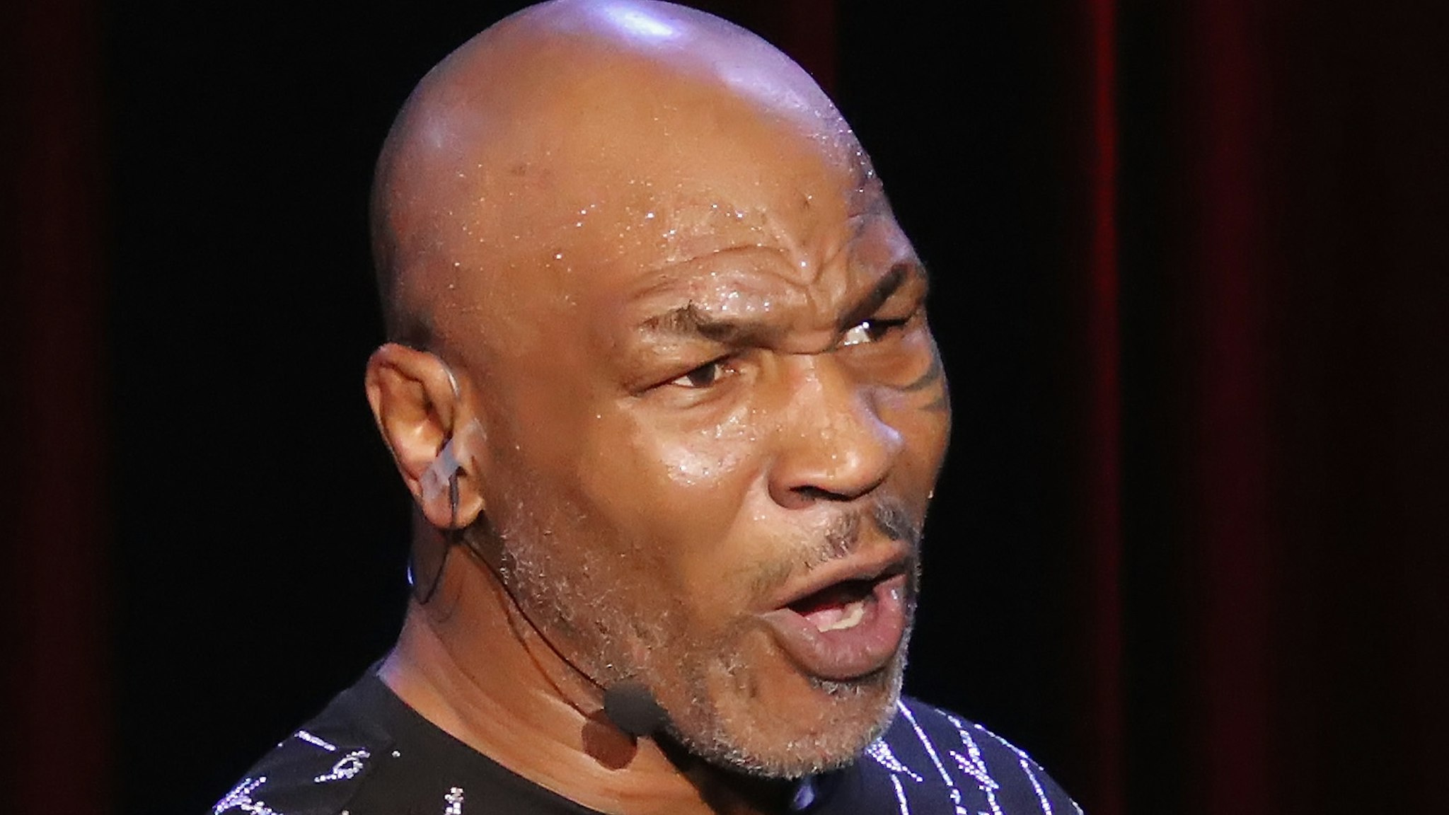 Mike Tyson performs his one man show "Undisputed Truth" in the Music Box at the Borgata on March 6, 2020 in Atlantic City, New Jersey.