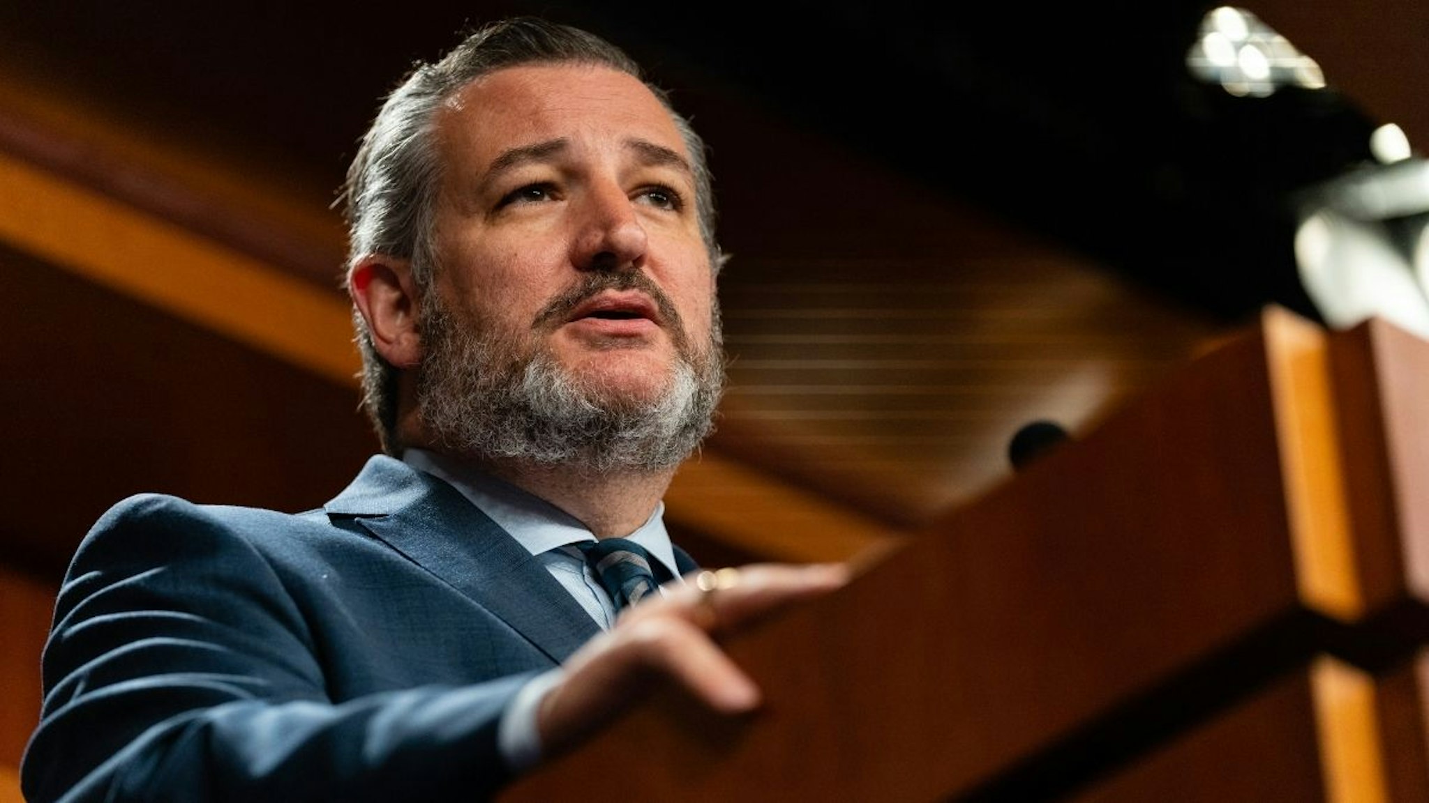 Senator Ted Cruz, a Republican from Texas, speaks during a news conference about the nomination of Ketanji Brown Jackson, associate justice of the U.S. Supreme Court nominee for U.S. President Joe Biden, at the U.S. Capitol in Washington, D.C., U.S., on Thursday, April 7, 2022.