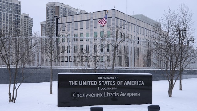 A view of the U.S. Embassy on January 24, 2022 in Kyiv, Ukraine.