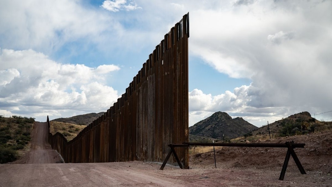 An area where the mountainside was blasted and the construction not completed along the border wall between the U.S. and Mexico near the city of Sasabe, Arizona, Sunday, January 23, 2022.