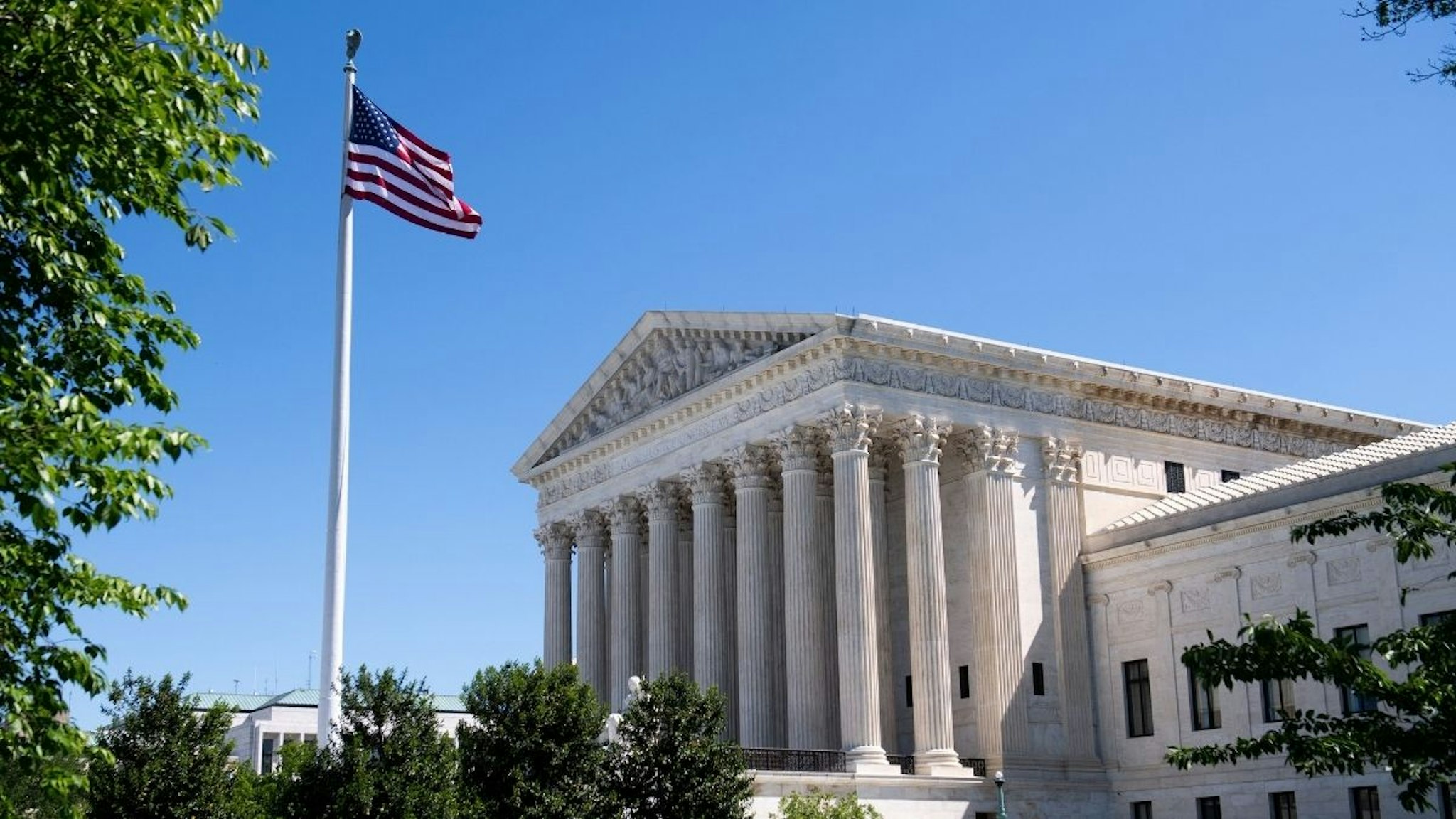 The US Supreme Court is seen in Washington, DC, on May 4, 2020, during the first day of oral arguments held by telephone, a first in the Court's history, as a result of COVID-19, known as coronavirus.
