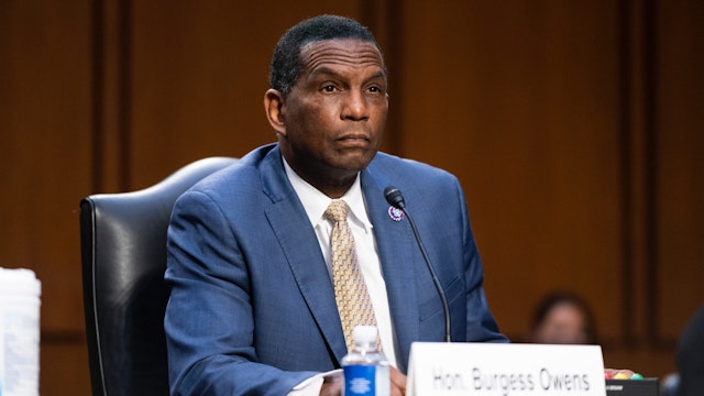 Rep. Burgess Owens, R-Utah, listens during the Senate Judiciary Committee hearing on Jim Crow 2021: The Latest Assault on the Right to Vote on Tuesday, April 20, 2021.
