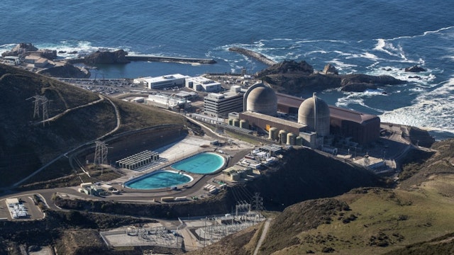 California To Decommision Nuclear Power Plant DIABLO CANYON, CA - DECEMBER 1: Aerial view of the Diablo Canyon, the only operational nuclear plant left in California, due to be shutdown in 2024 despite safely producing nearly 15% of the state's green electrical energy power, is viewed in these aerial photos taken on December 1, 2021, near Avila Beach, California. Set on 1,000 acres of scenic coastal property just north and west of Avila Beach, the controversial power plant operated by Pacific Gas & Electric (PG&E) was commisioned in 1985. (Photo by George Rose/Getty Images) George Rose / Contributor