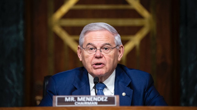 US Senator Robert Menendez, chairman of the Senate Foreign Relations Committee, speaks during a hearing on "Review of the FY2023 State Department Budget Request," in Washington, DC, on April 26, 2022.