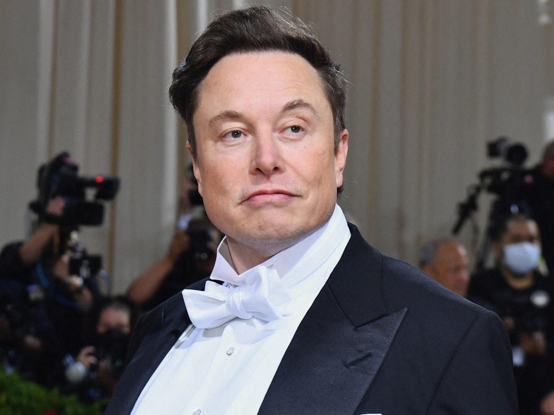 Elon Musk arrives for the 2022 Met Gala at the Metropolitan Museum of Art on May 2, 2022, in New York.
