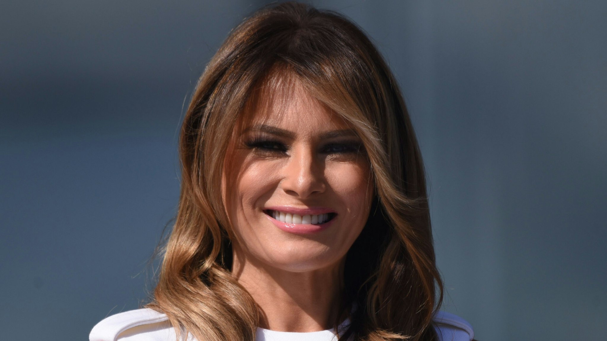 US First Lady Melania Trump looks during the reopening of the Washington Monument on the National Mall on September 19, 2019 in Washington, DC.