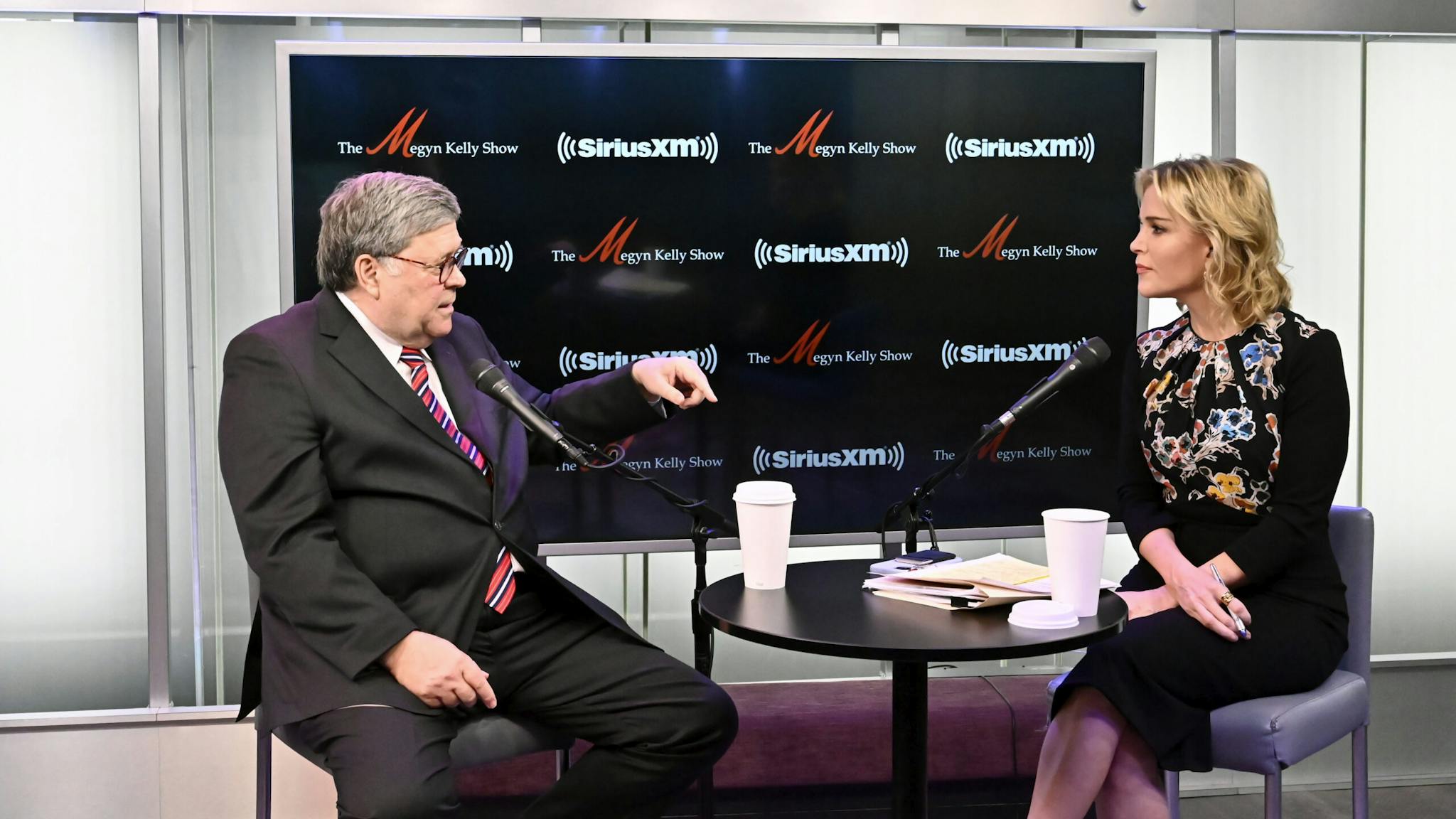 SiriusXM’s Megyn Kelly Talks With Former Attorney General Bill Barr NEW YORK, NEW YORK - MAY 03: SiriusXM's Megyn Kelly talks with former Attorney General Bill Barr during a taping of The Megyn Kelly Show at SiriusXM studios on May 03, 2022 in New York City.