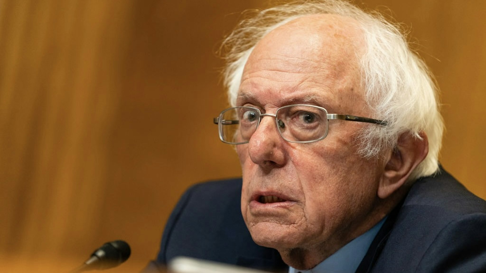 Senator Bernie Sanders, an independent from Vermont and chairman of the Senate Budget Committee, speaks during a hearing in Washington, D.C., U.S., on Thursday, May 5, 2022.