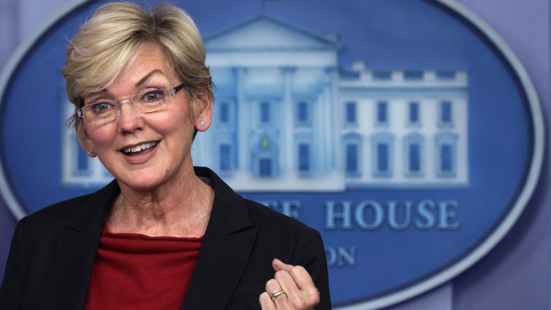 U.S. Energy Secretary Jennifer Granholm speaks during a daily press briefing in the James Brady Press Briefing Room of the White House April 8, 2021 in Washington, DC.