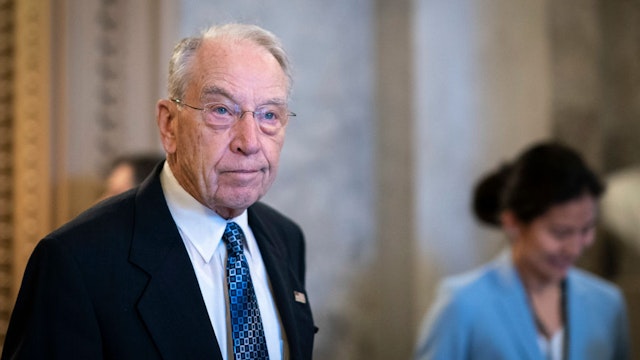 WASHINGTON, DC - APRIL 7: Sen. Chuck Grassley (R-IA) leaves the Senate Chamber at the U.S. Capitol on April 7, 2022 in Washington, DC. The full Senate voted today to confirm the nomination of Supreme Court nominee Judge Ketanji Brown Jackson with a vote of 53-47. (Photo by Drew Angerer/Getty Images)
