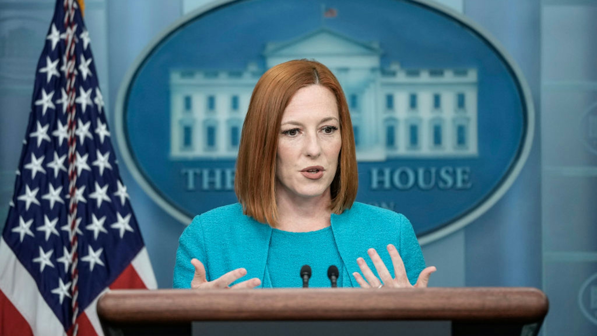 WASHINGTON, DC - MAY 9: White House Press Secretary Jen Psaki speaks during the daily press briefing at the White House May 9, 2022 in Washington, DC. Psaki fielded a wide range of questions, including the Russian invasion of Ukraine, the Supreme Court and abortion, and inflation. (Photo by Drew Angerer/Getty Images)