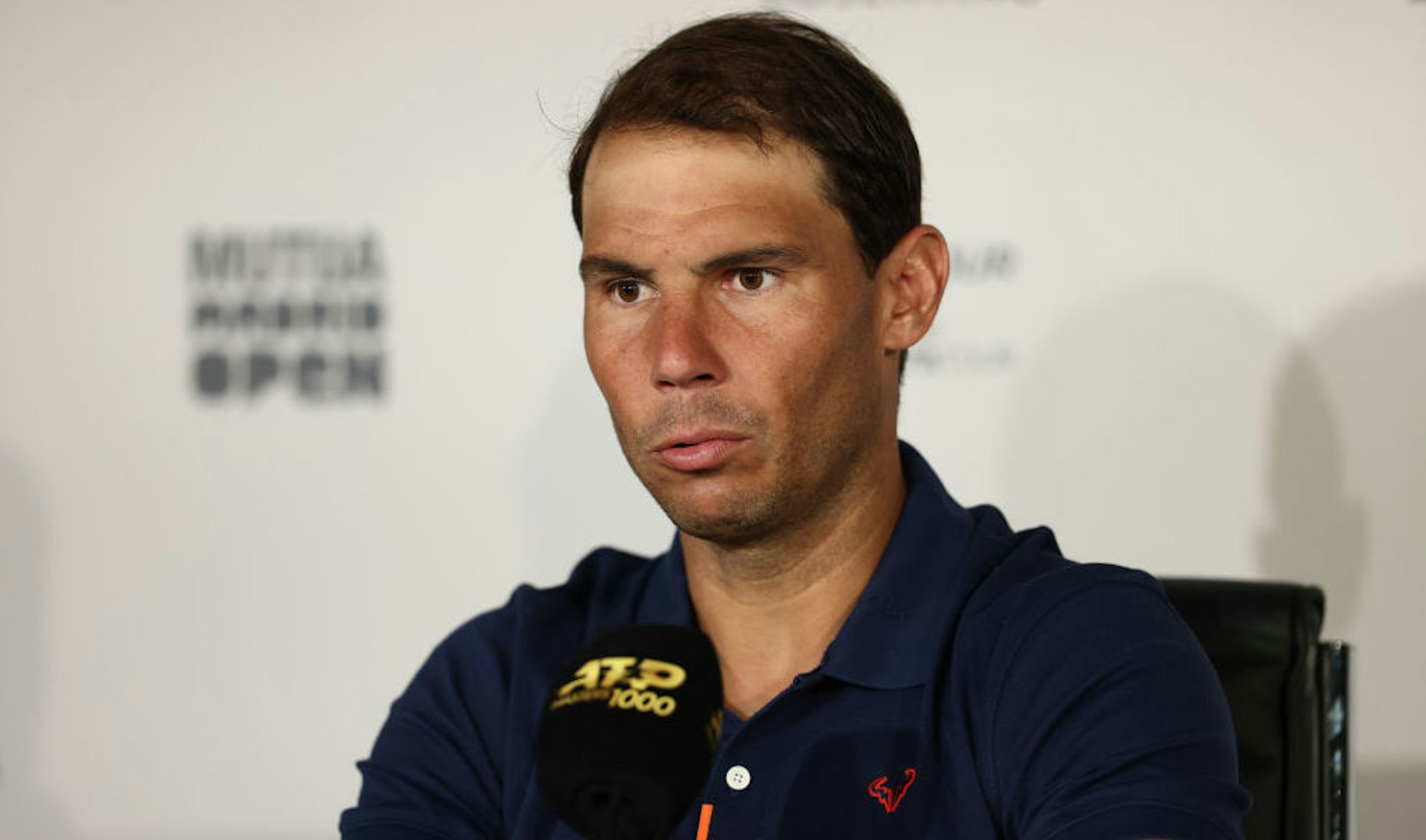 MADRID, SPAIN - MAY 01: Rafael Nadal of Spain attends his press conference during the Mutua Madrid Open 2022 at La Caja Magica on May 01, 2022, in Madrid, Spain. (Photo By Oscar J. Barroso/Europa Press via Getty Images)