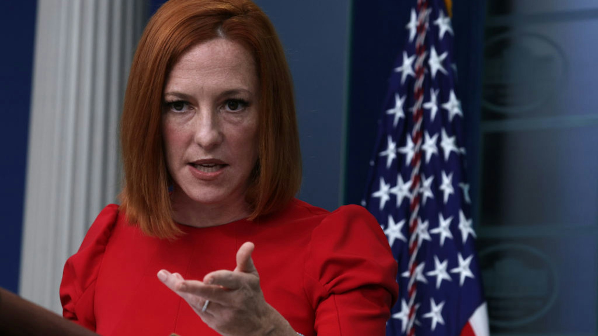 WASHINGTON, DC - MAY 04: White House Press Secretary Jen Psaki speaks during a White House daily press briefing at the James Brady Press Briefing Room at the White House on May 04, 2022 in Washington, DC. Psaki held a daily press briefing to answer questions from members of the press. (Photo by Alex Wong/Getty Images)