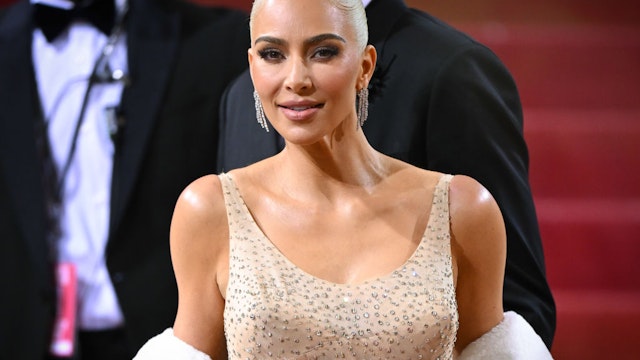 Kim Kardashian arrives to the 2022 Met Gala Celebrating "In America: An Anthology of Fashion" at Metropolitan Museum of Art on May 02, 2022 in New York City.
