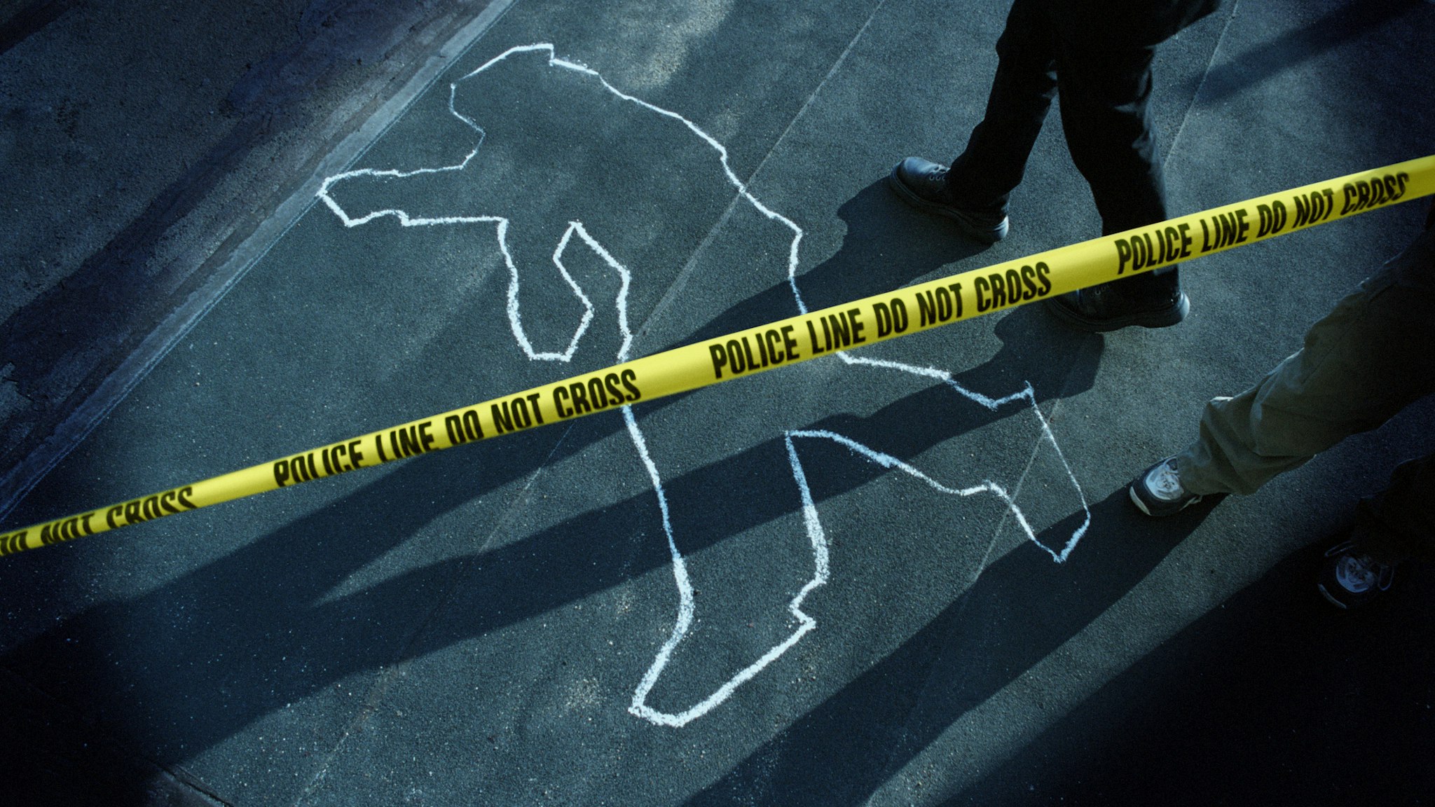 Chalk Outline at Police Crime Scene