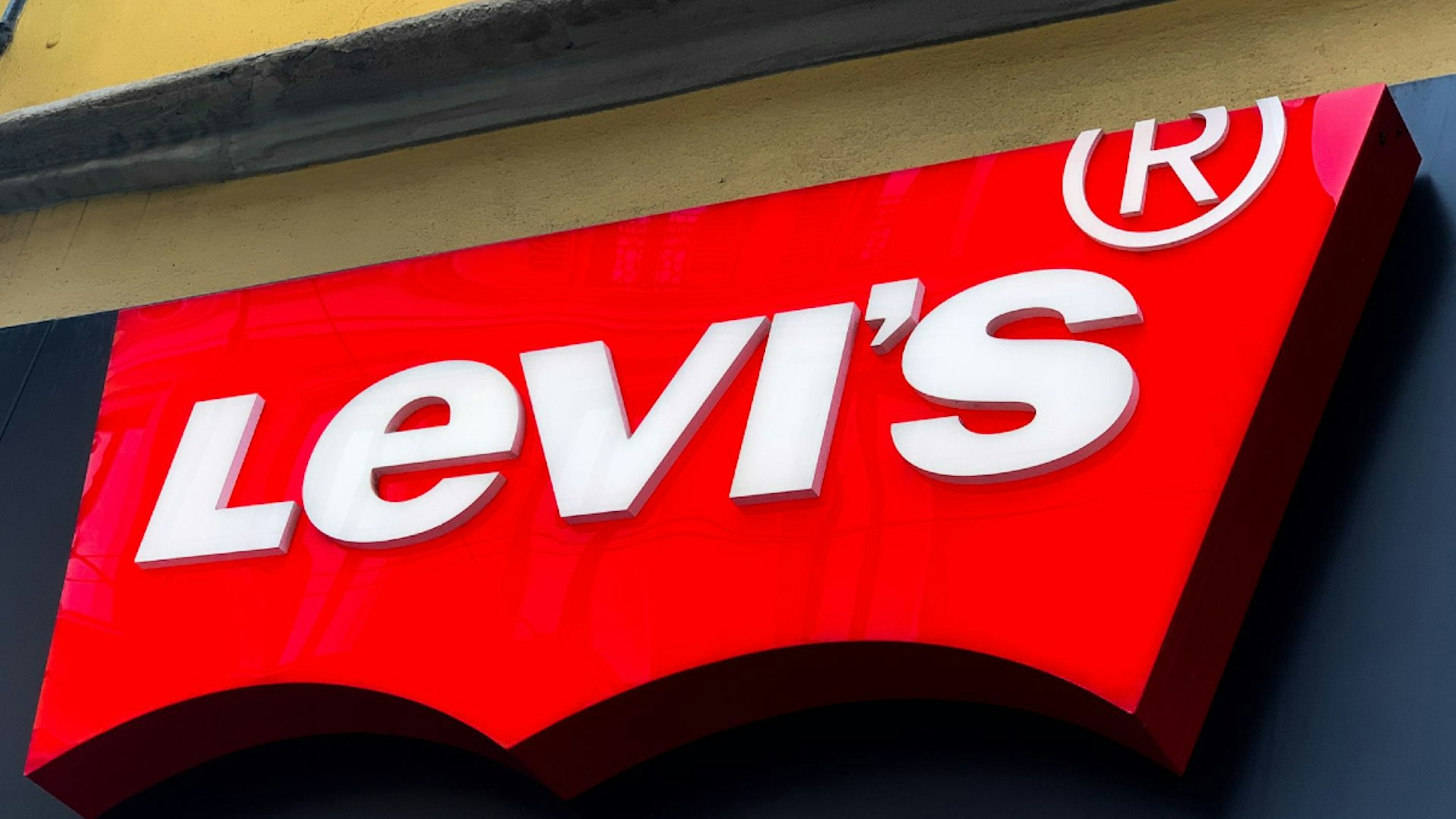 Levi's logo is seen at the store in Milan, Italy on October 6, 2021.