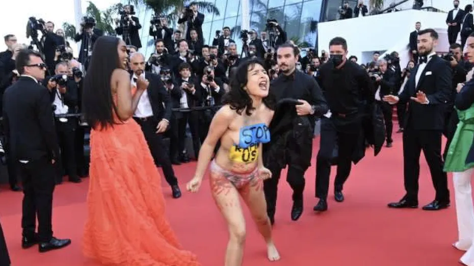‘Stop Raping Us’: Topless Protester Crashes Cannes Red Carpet